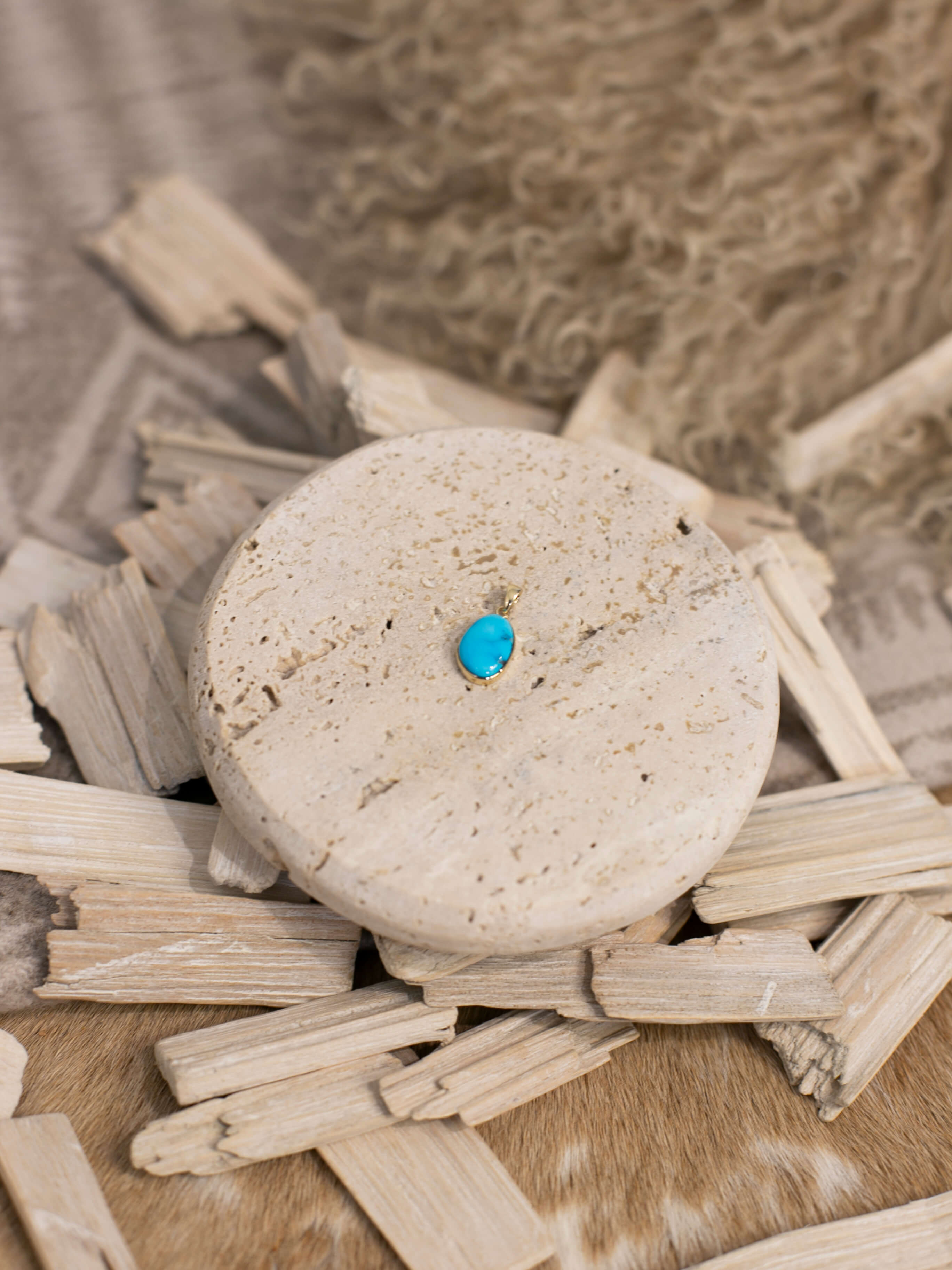 The Nordic 14k and Turquoise Pendant, 1-Pendants-Calli Co., Turquoise and Silver Jewelry, Native American Handmade, Zuni Tribe, Navajo Tribe, Brock Texas