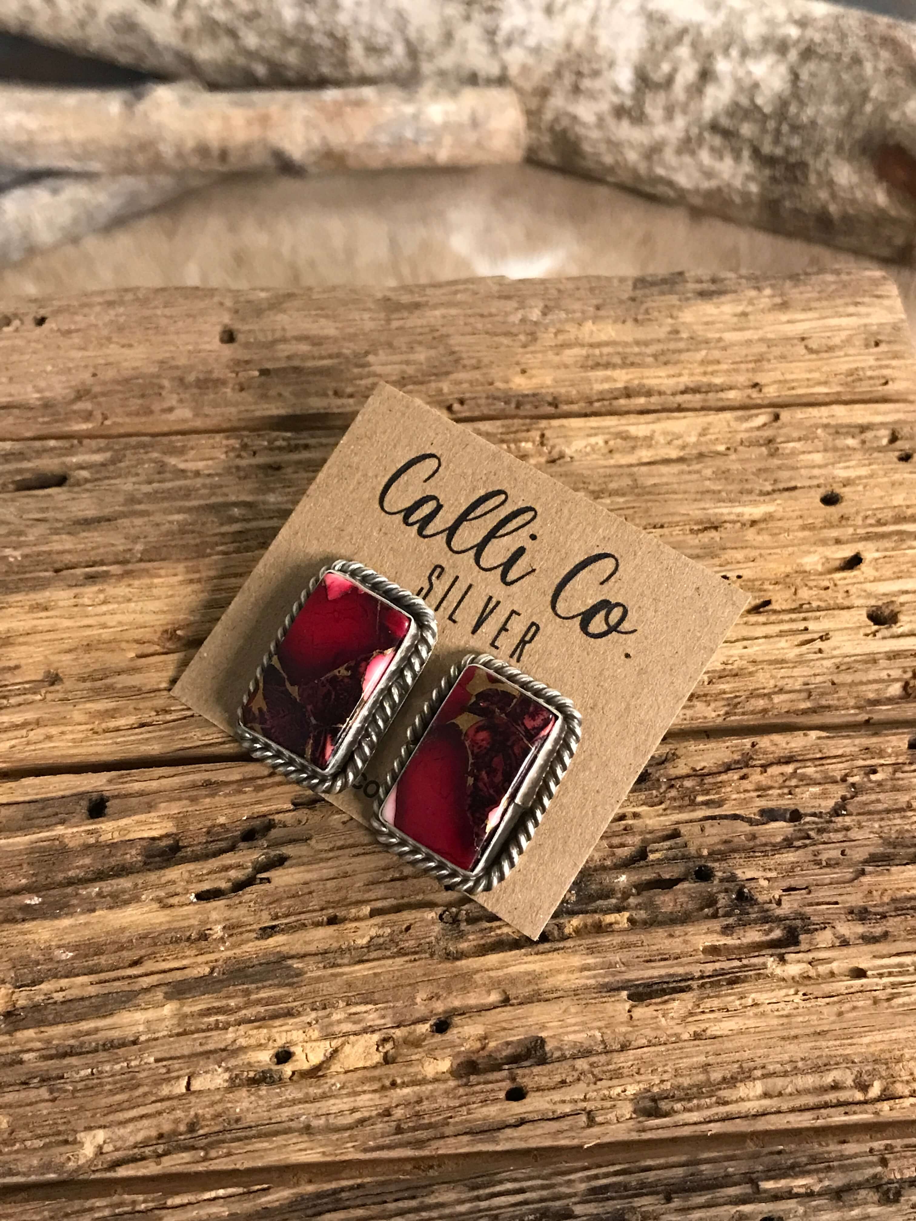 The Reid Dahlia Rose Earrings, 6-Earrings-Calli Co., Turquoise and Silver Jewelry, Native American Handmade, Zuni Tribe, Navajo Tribe, Brock Texas