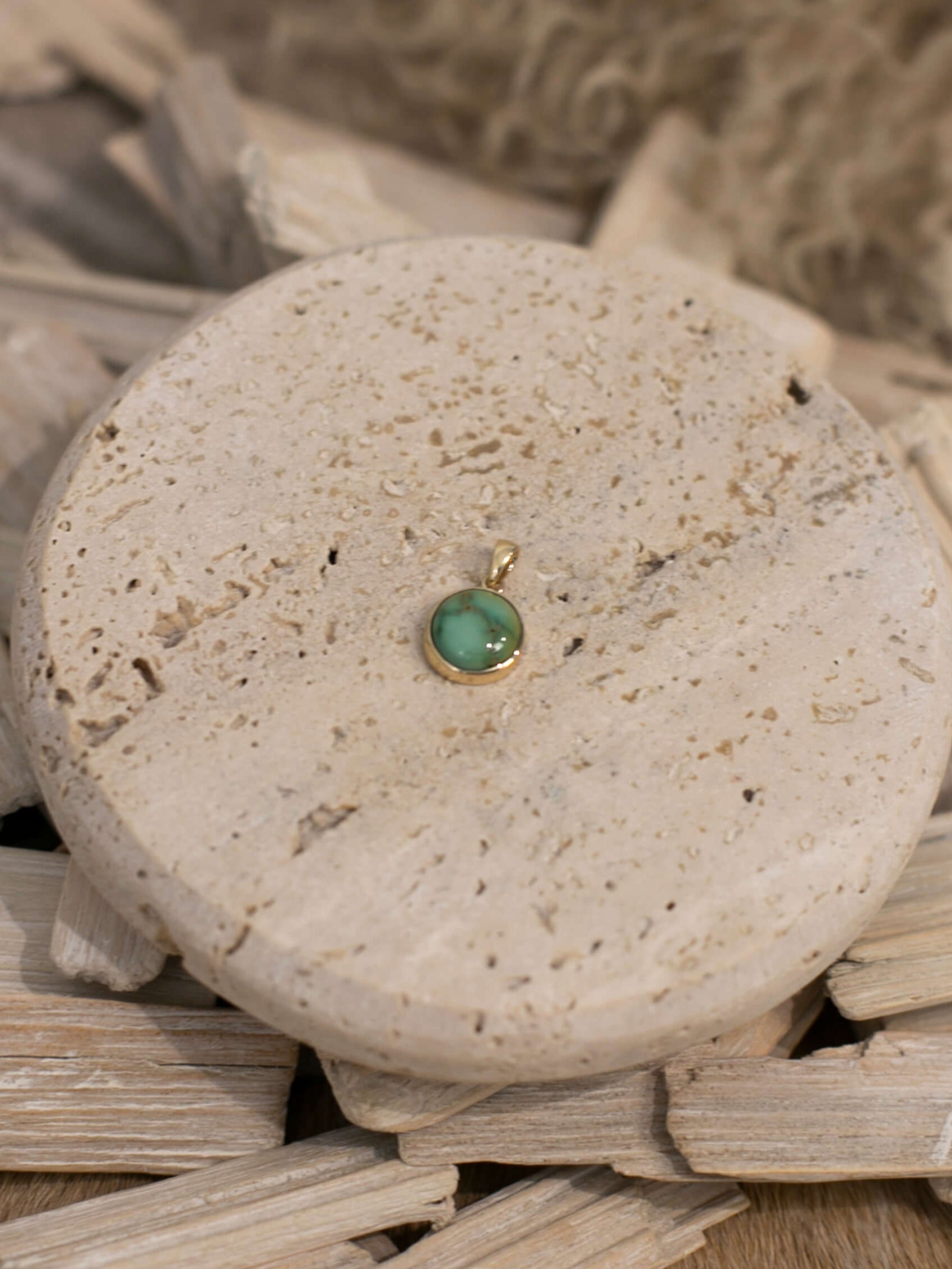 The Nordic 14k and Turquoise Pendant, 3-Pendants-Calli Co., Turquoise and Silver Jewelry, Native American Handmade, Zuni Tribe, Navajo Tribe, Brock Texas