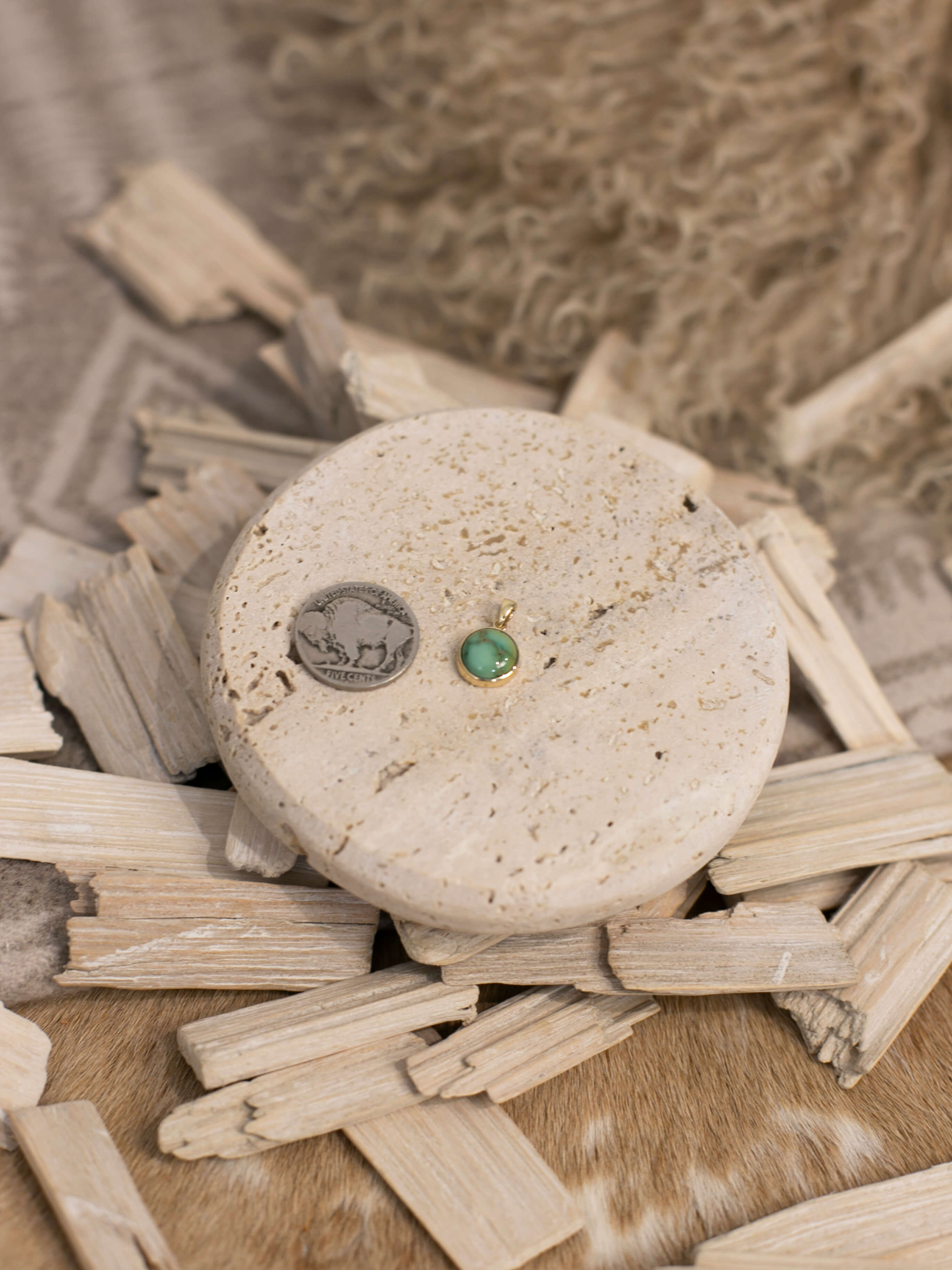 The Nordic 14k and Turquoise Pendant, 3-Pendants-Calli Co., Turquoise and Silver Jewelry, Native American Handmade, Zuni Tribe, Navajo Tribe, Brock Texas
