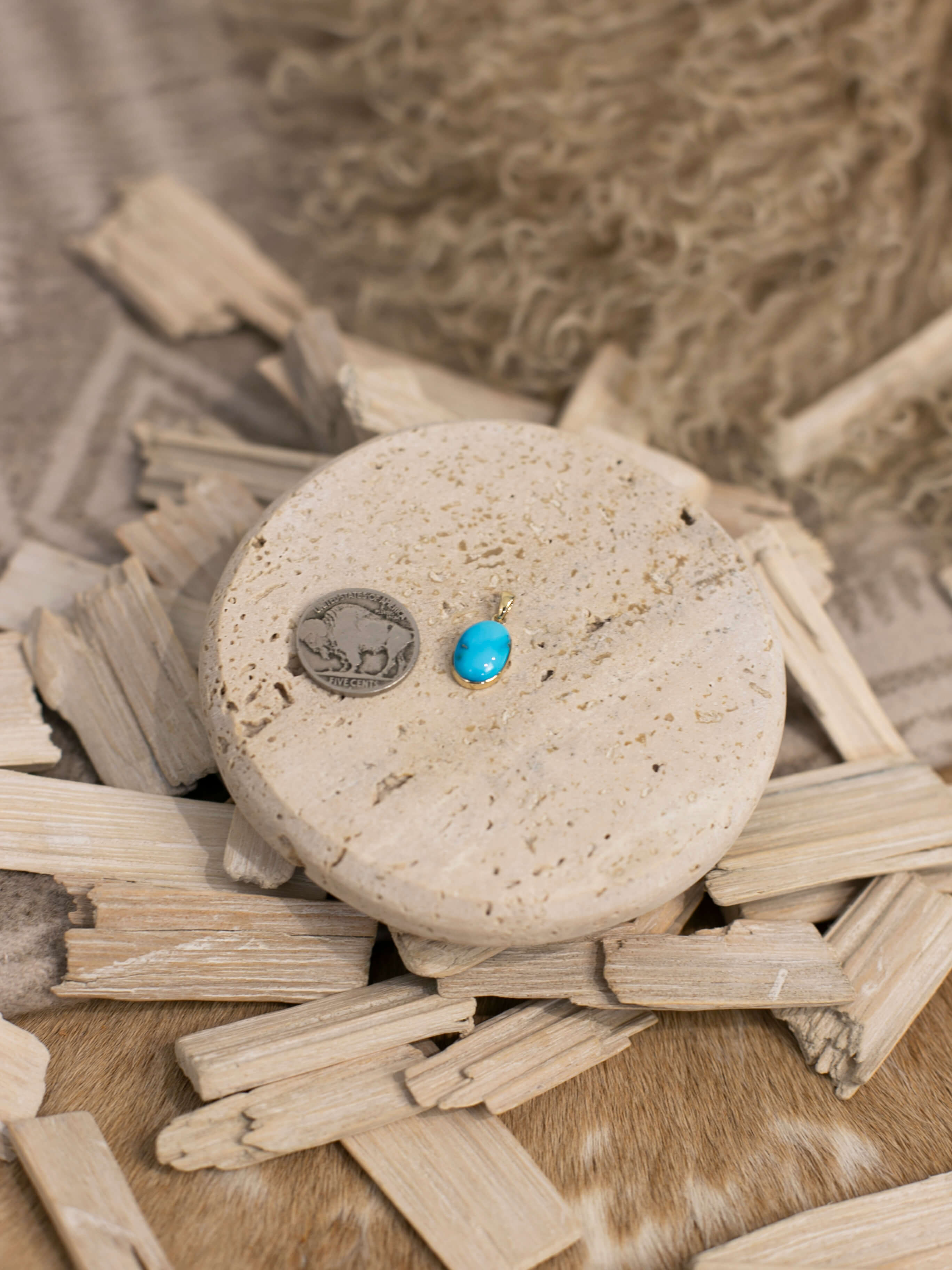 The Nordic 14k and Turquoise Pendant, 4-Pendants-Calli Co., Turquoise and Silver Jewelry, Native American Handmade, Zuni Tribe, Navajo Tribe, Brock Texas