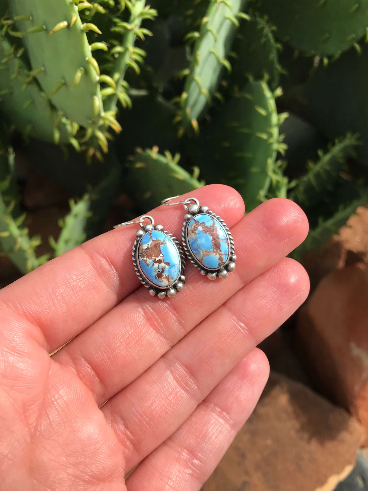 The Golden Hills Dangles, 3 XX-Earrings-Calli Co., Turquoise and Silver Jewelry, Native American Handmade, Zuni Tribe, Navajo Tribe, Brock Texas