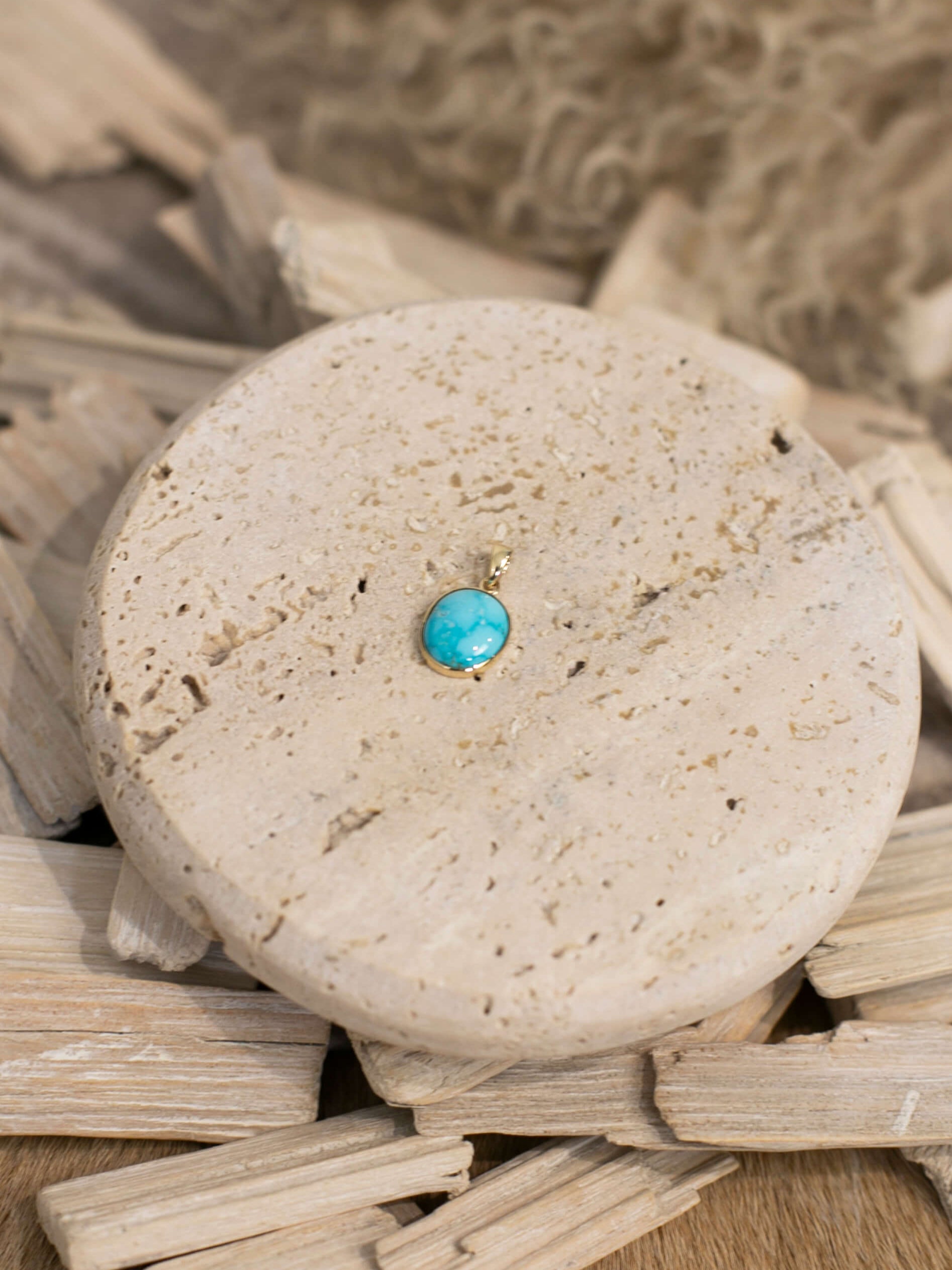 The Nordic 14k and Turquoise Pendant, 9-Pendants-Calli Co., Turquoise and Silver Jewelry, Native American Handmade, Zuni Tribe, Navajo Tribe, Brock Texas