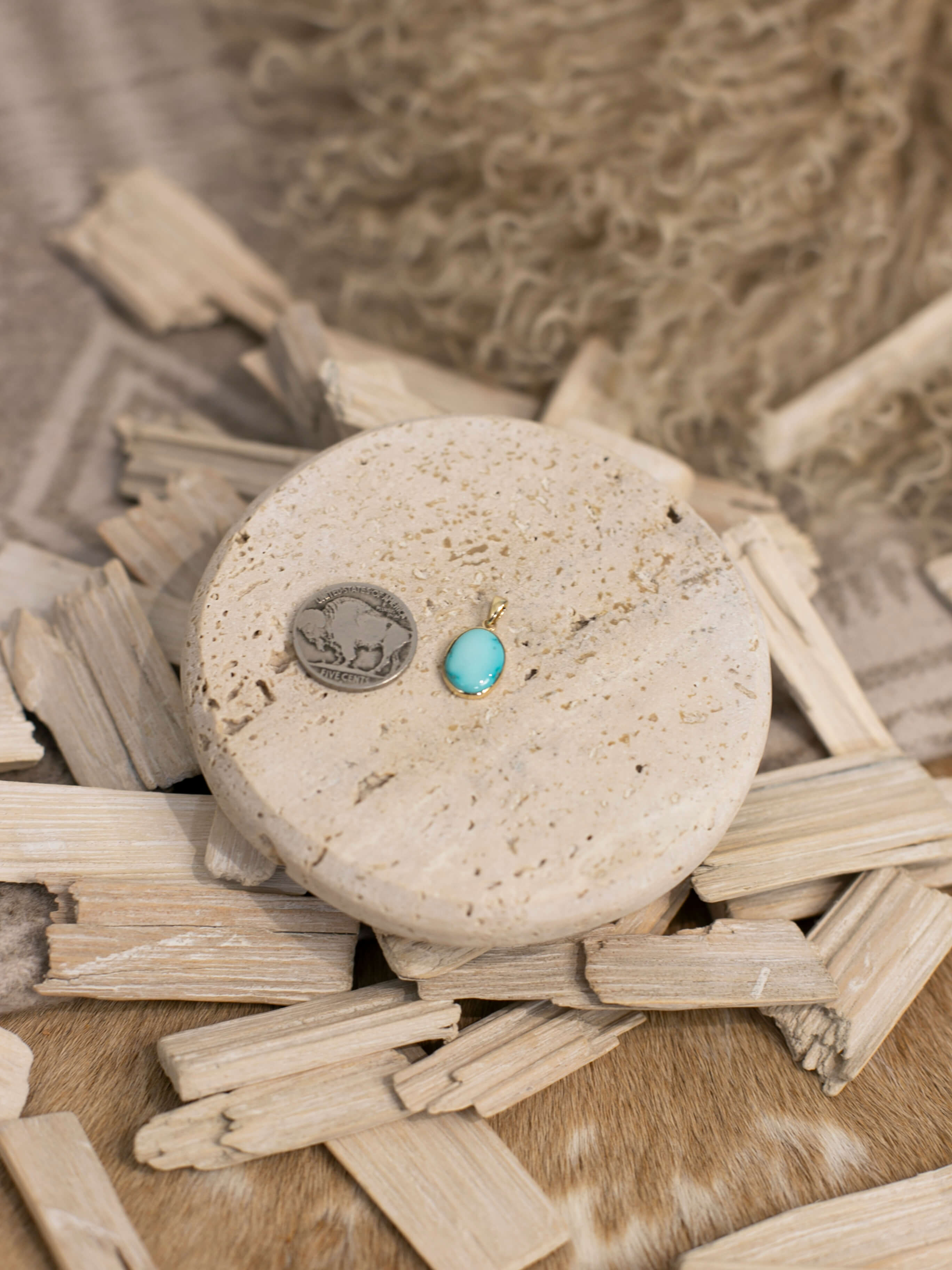 The Nordic 14k and Turquoise Pendant, 10-Pendants-Calli Co., Turquoise and Silver Jewelry, Native American Handmade, Zuni Tribe, Navajo Tribe, Brock Texas