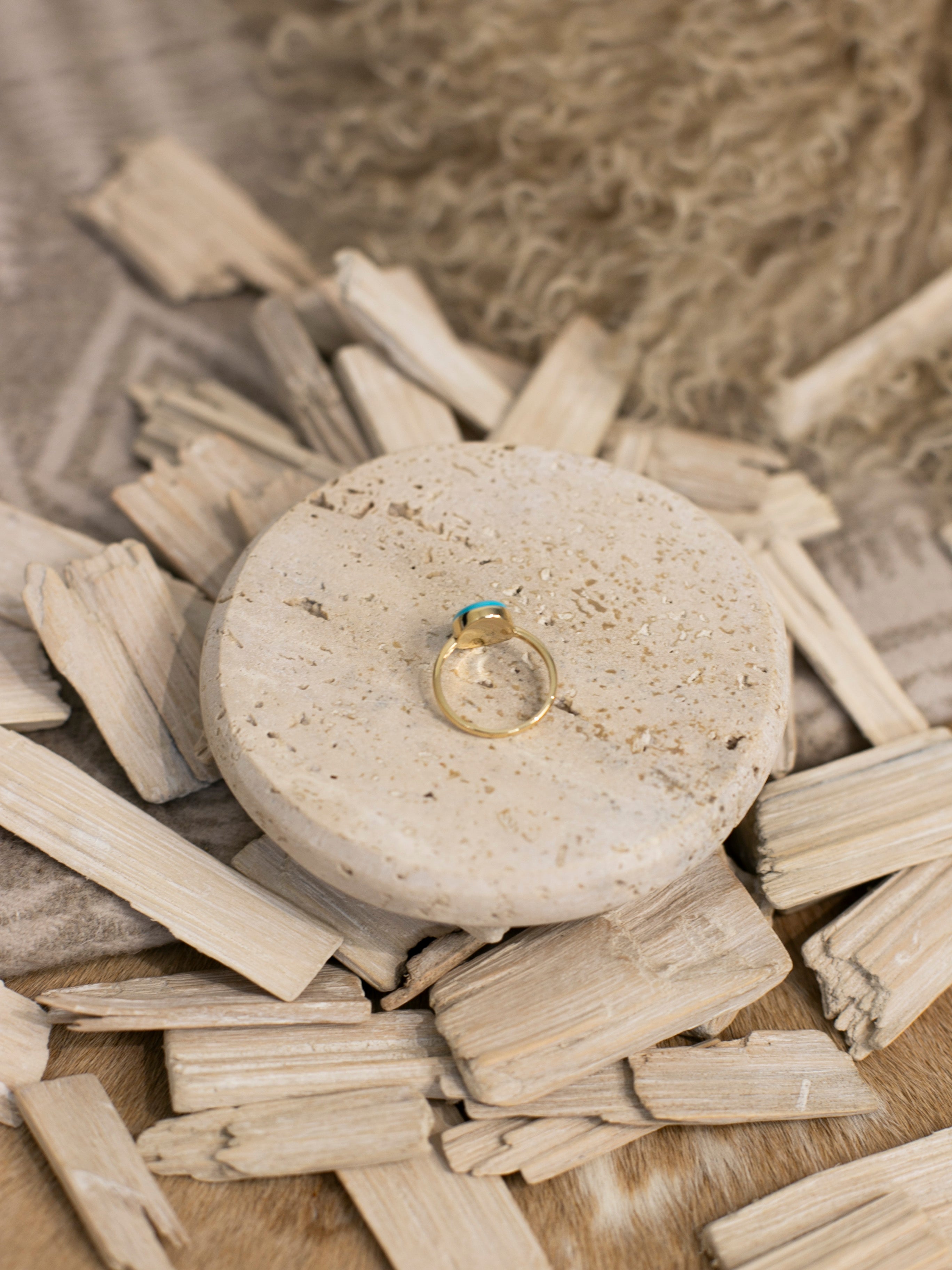 The Marseille 14k and Turquoise Ring 1, Sz 8-Rings-Calli Co., Turquoise and Silver Jewelry, Native American Handmade, Zuni Tribe, Navajo Tribe, Brock Texas