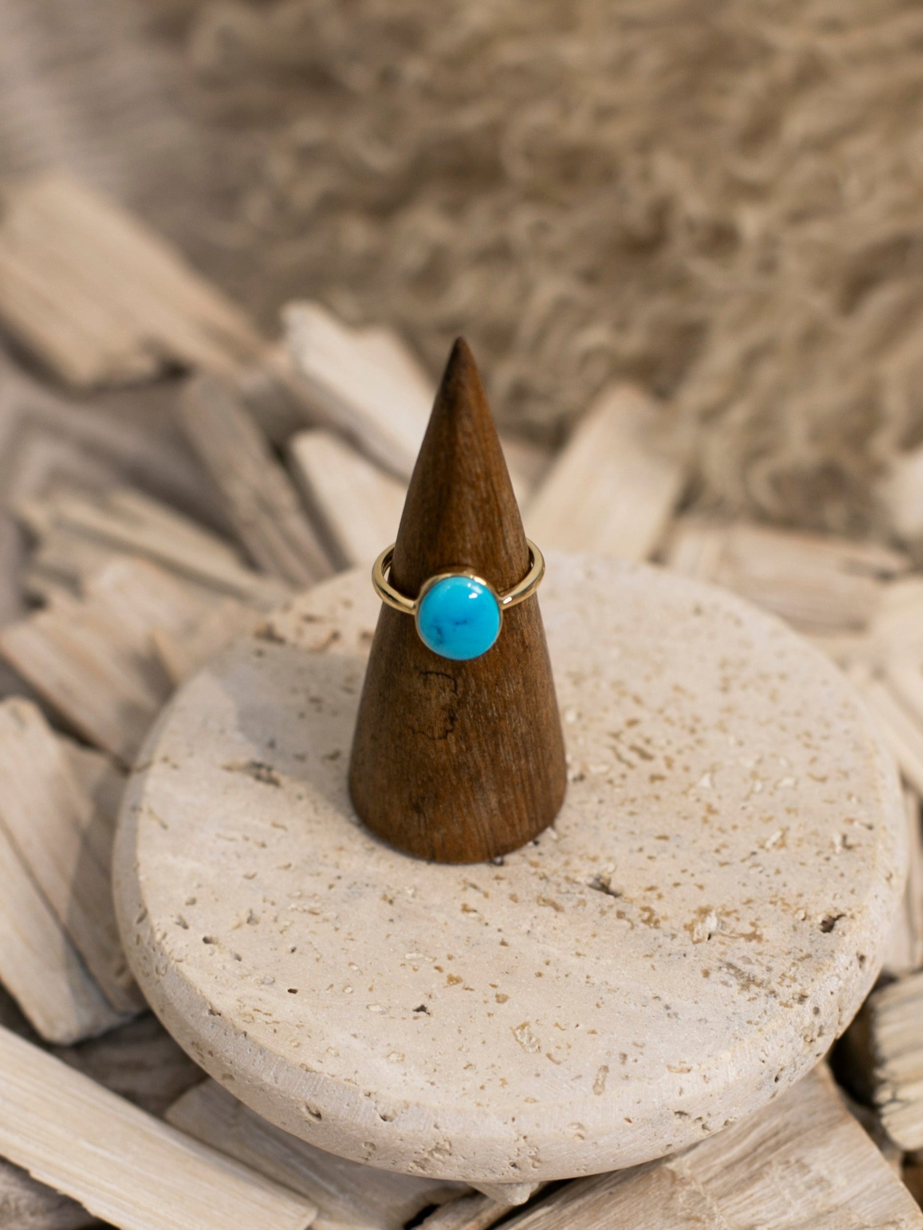 The Marseille 14k and Turquoise Ring 1, Sz 8-Rings-Calli Co., Turquoise and Silver Jewelry, Native American Handmade, Zuni Tribe, Navajo Tribe, Brock Texas