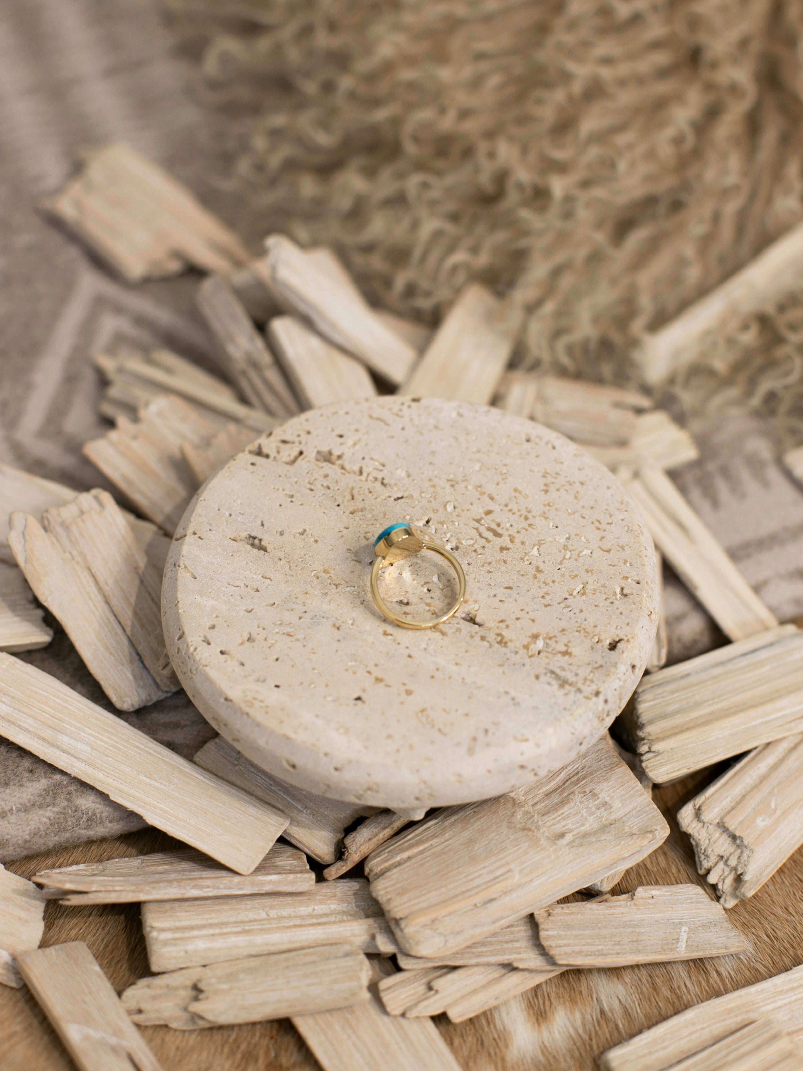 The Marseille 14k and Turquoise Ring 2, Sz 6-Rings-Calli Co., Turquoise and Silver Jewelry, Native American Handmade, Zuni Tribe, Navajo Tribe, Brock Texas