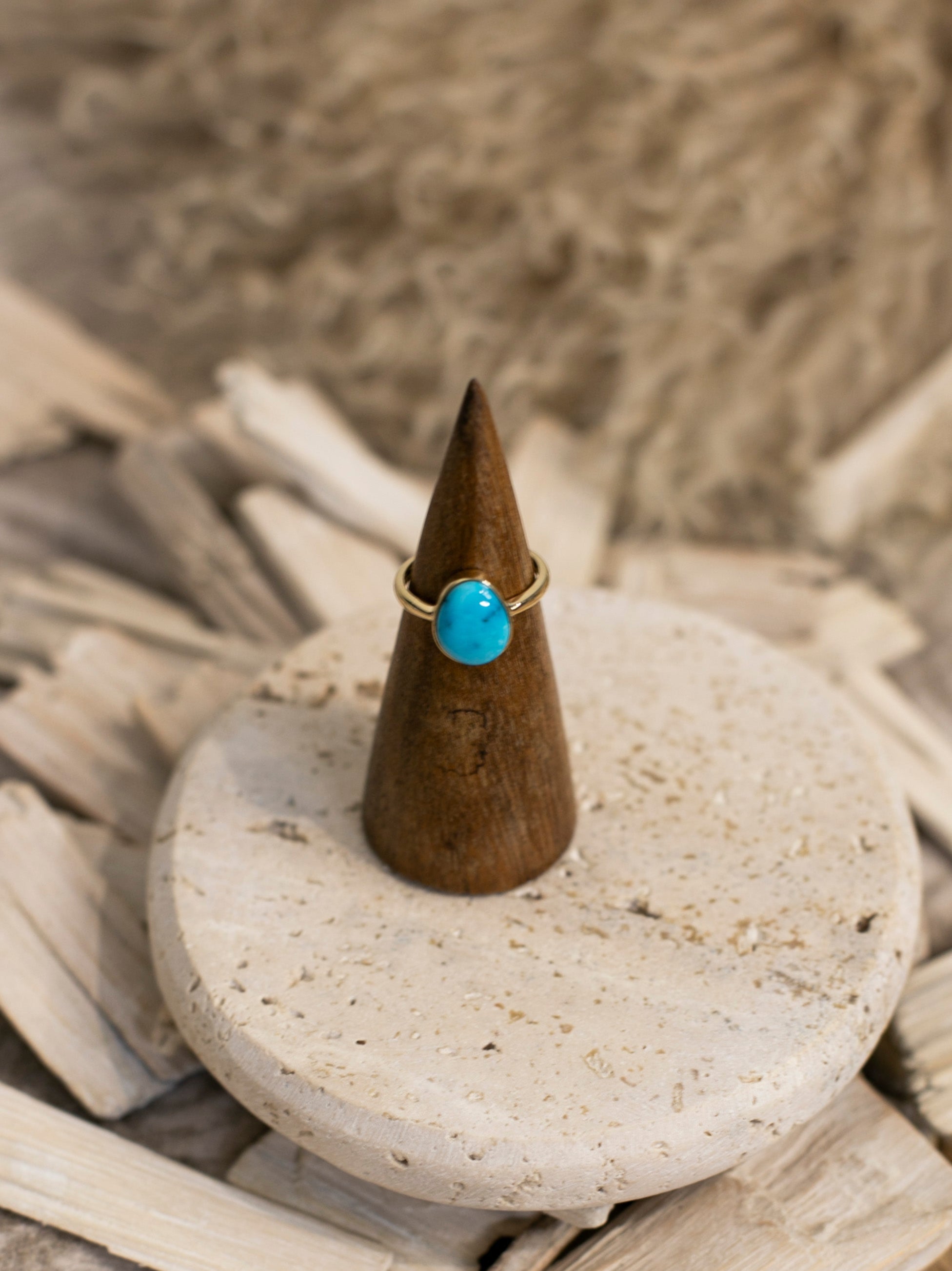 The Marseille 14k and Turquoise Ring 2, Sz 6-Rings-Calli Co., Turquoise and Silver Jewelry, Native American Handmade, Zuni Tribe, Navajo Tribe, Brock Texas