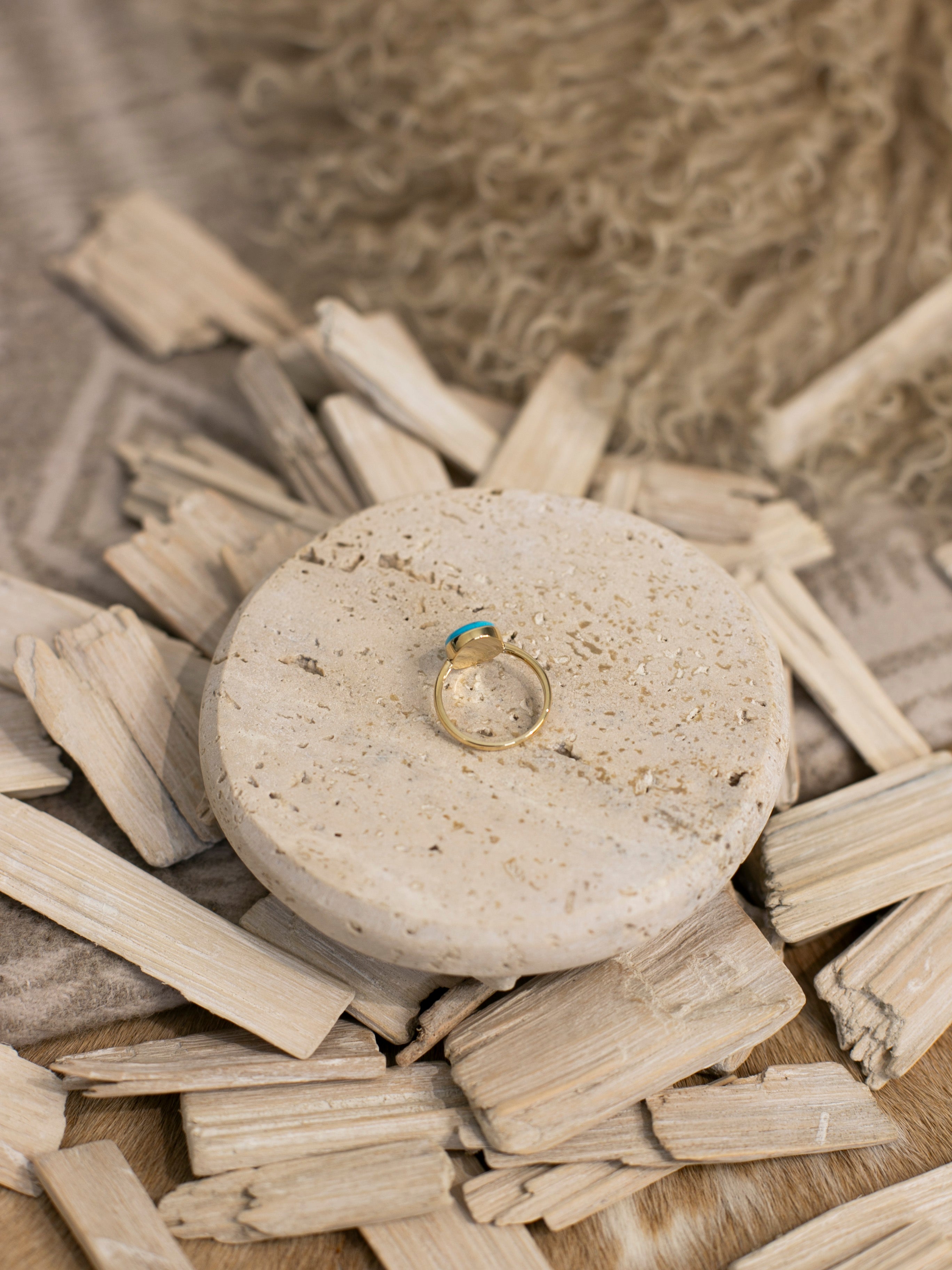 The Marseille 14k and Turquoise Ring 3, Sz 7-Rings-Calli Co., Turquoise and Silver Jewelry, Native American Handmade, Zuni Tribe, Navajo Tribe, Brock Texas
