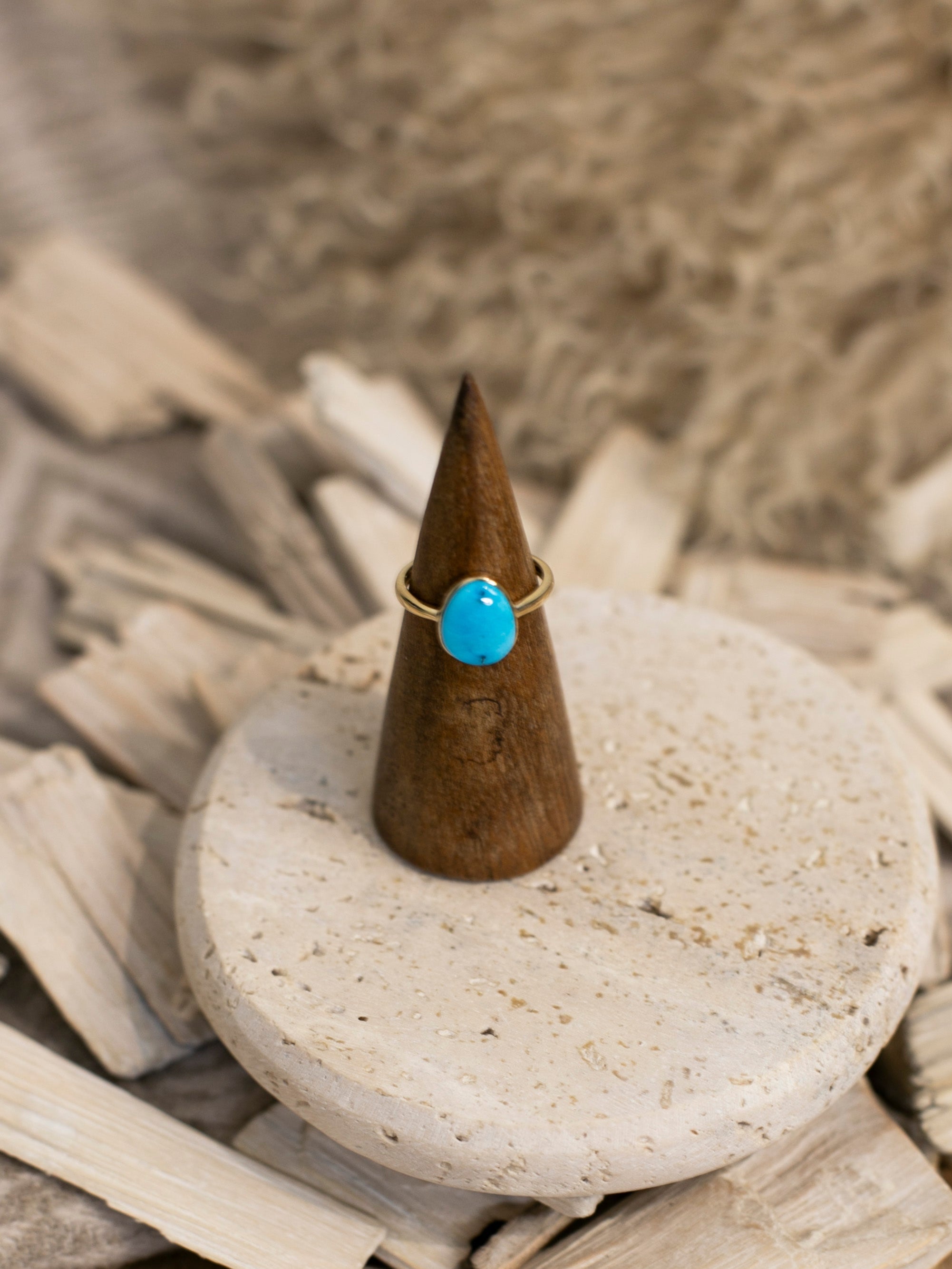 The Marseille 14k and Turquoise Ring 3, Sz 7-Rings-Calli Co., Turquoise and Silver Jewelry, Native American Handmade, Zuni Tribe, Navajo Tribe, Brock Texas