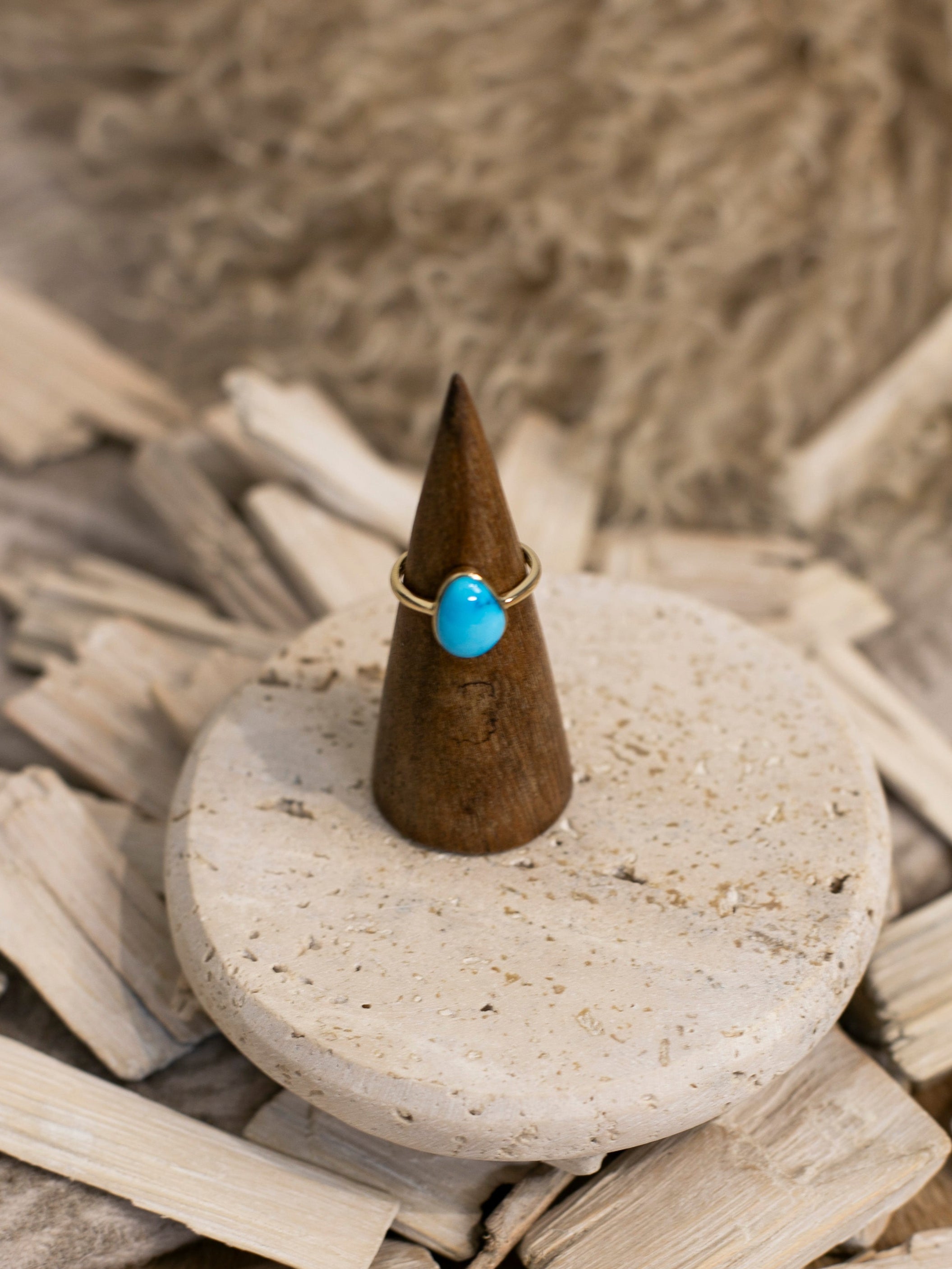 The Marseille 14k and Turquoise Ring 4, Sz 7-Rings-Calli Co., Turquoise and Silver Jewelry, Native American Handmade, Zuni Tribe, Navajo Tribe, Brock Texas