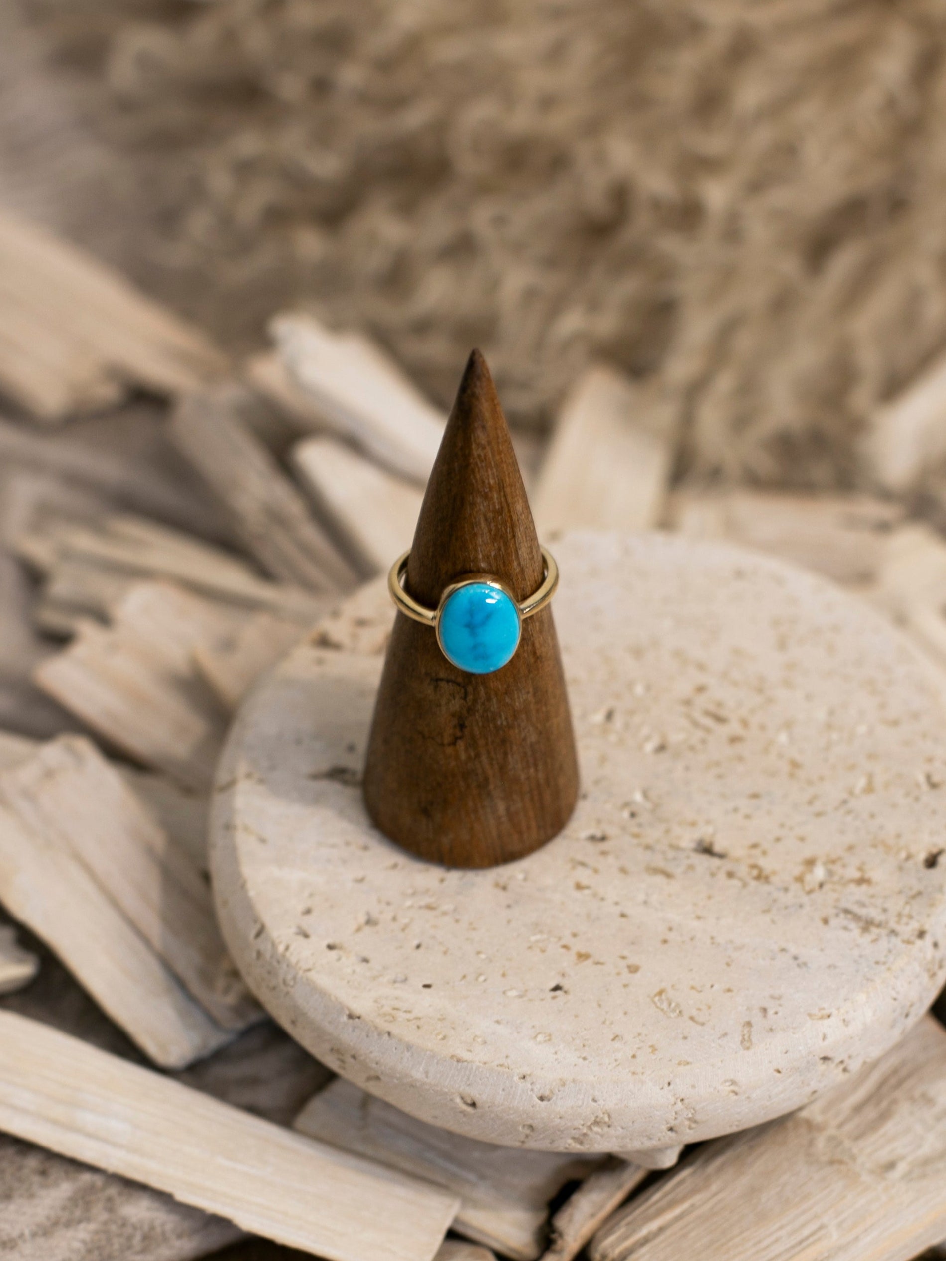 The Marseille 14k and Turquoise Ring 5, Sz 8-Rings-Calli Co., Turquoise and Silver Jewelry, Native American Handmade, Zuni Tribe, Navajo Tribe, Brock Texas