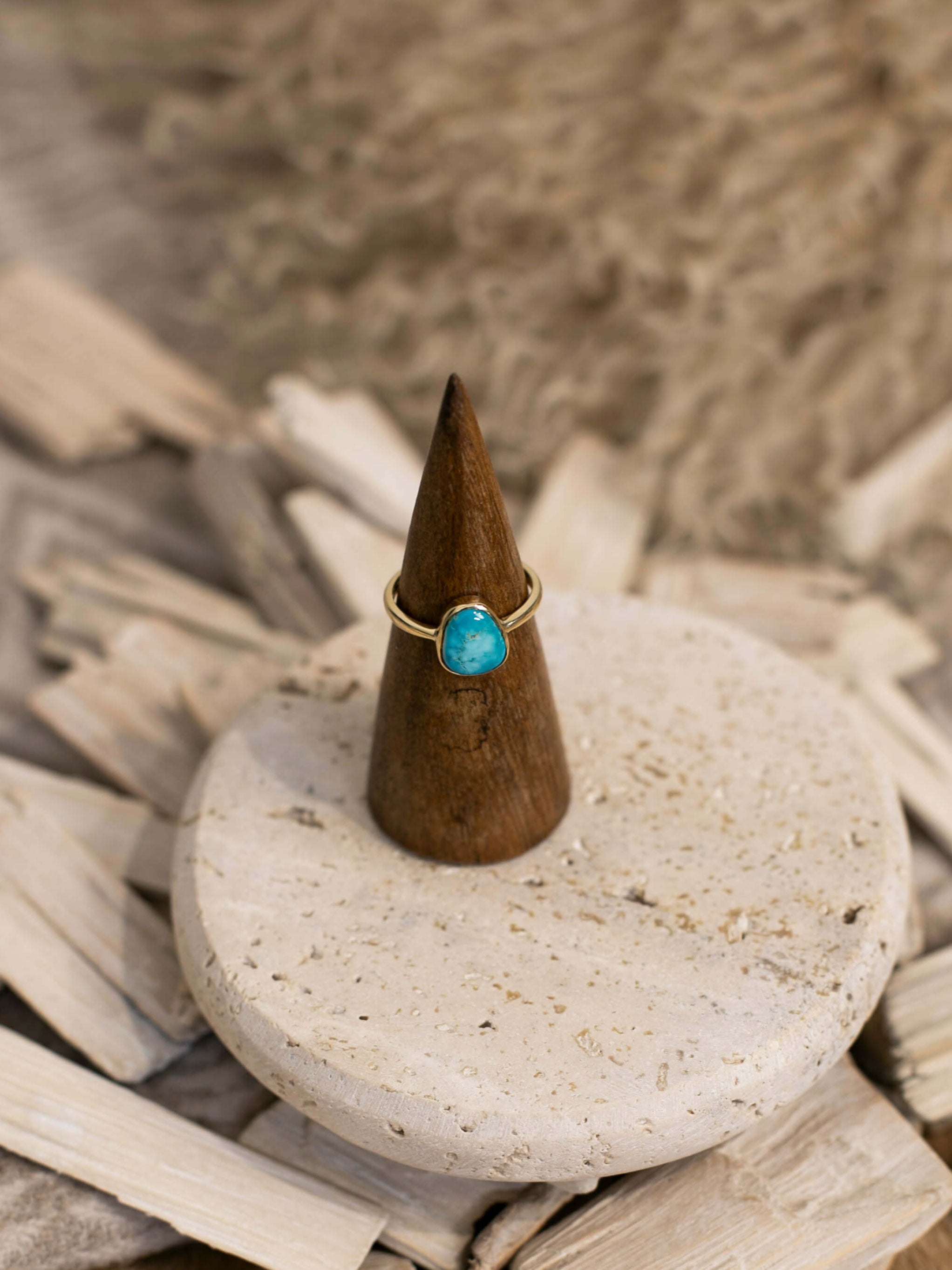 The Bordeaux 14k and Turquoise Ring 6, Sz 8-Rings-Calli Co., Turquoise and Silver Jewelry, Native American Handmade, Zuni Tribe, Navajo Tribe, Brock Texas