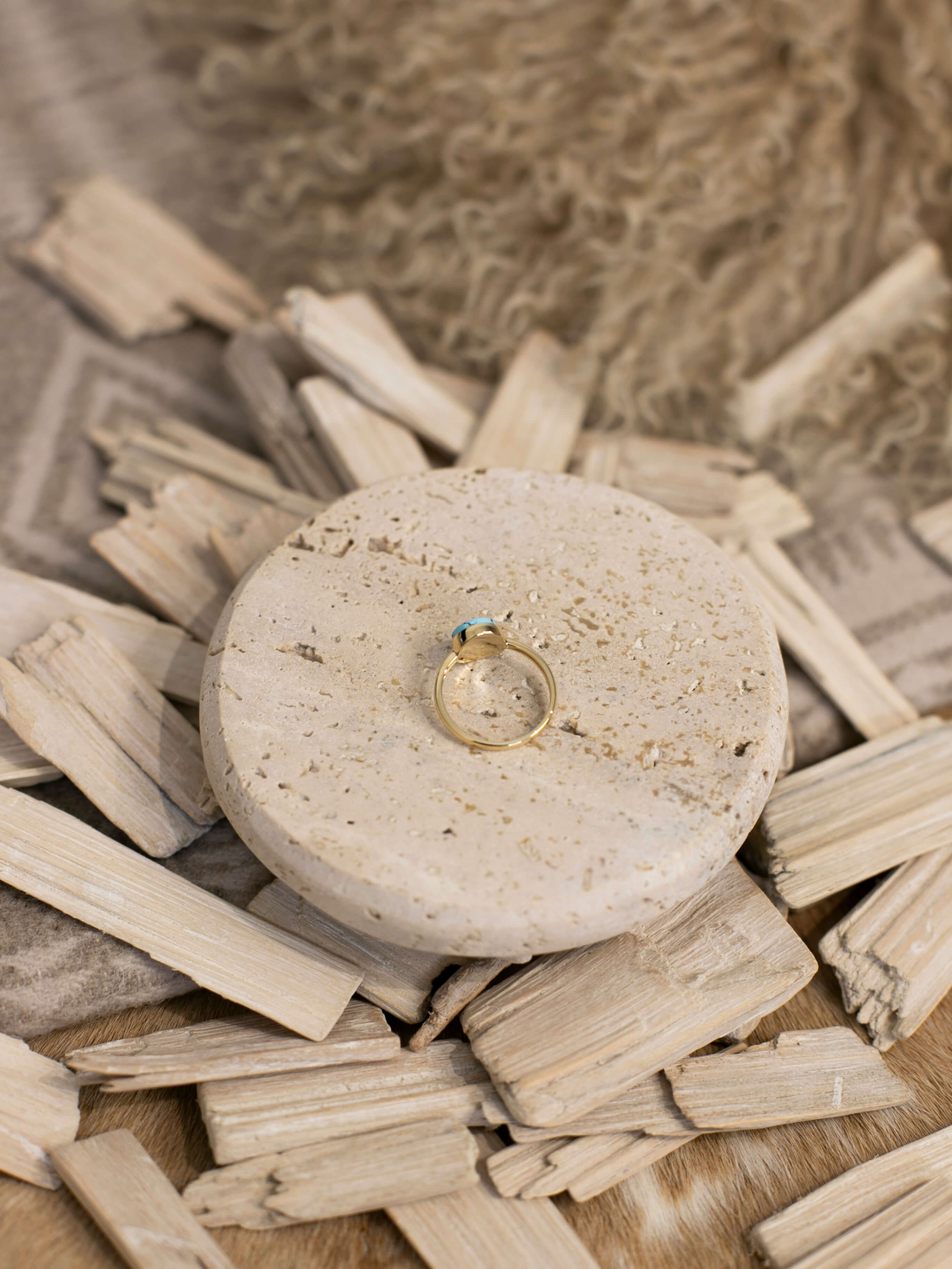 The Bordeaux 14k and Turquoise Ring 8, Sz 8-Rings-Calli Co., Turquoise and Silver Jewelry, Native American Handmade, Zuni Tribe, Navajo Tribe, Brock Texas