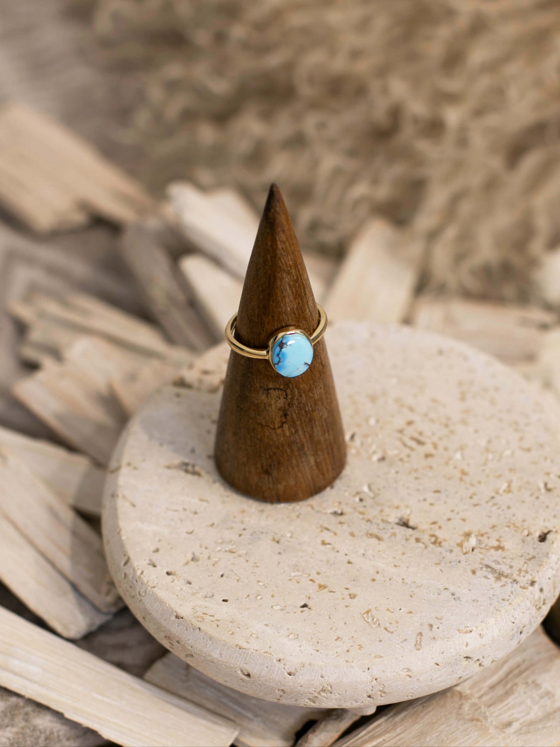 The Bordeaux 14k and Turquoise Ring 8, Sz 8-Rings-Calli Co., Turquoise and Silver Jewelry, Native American Handmade, Zuni Tribe, Navajo Tribe, Brock Texas