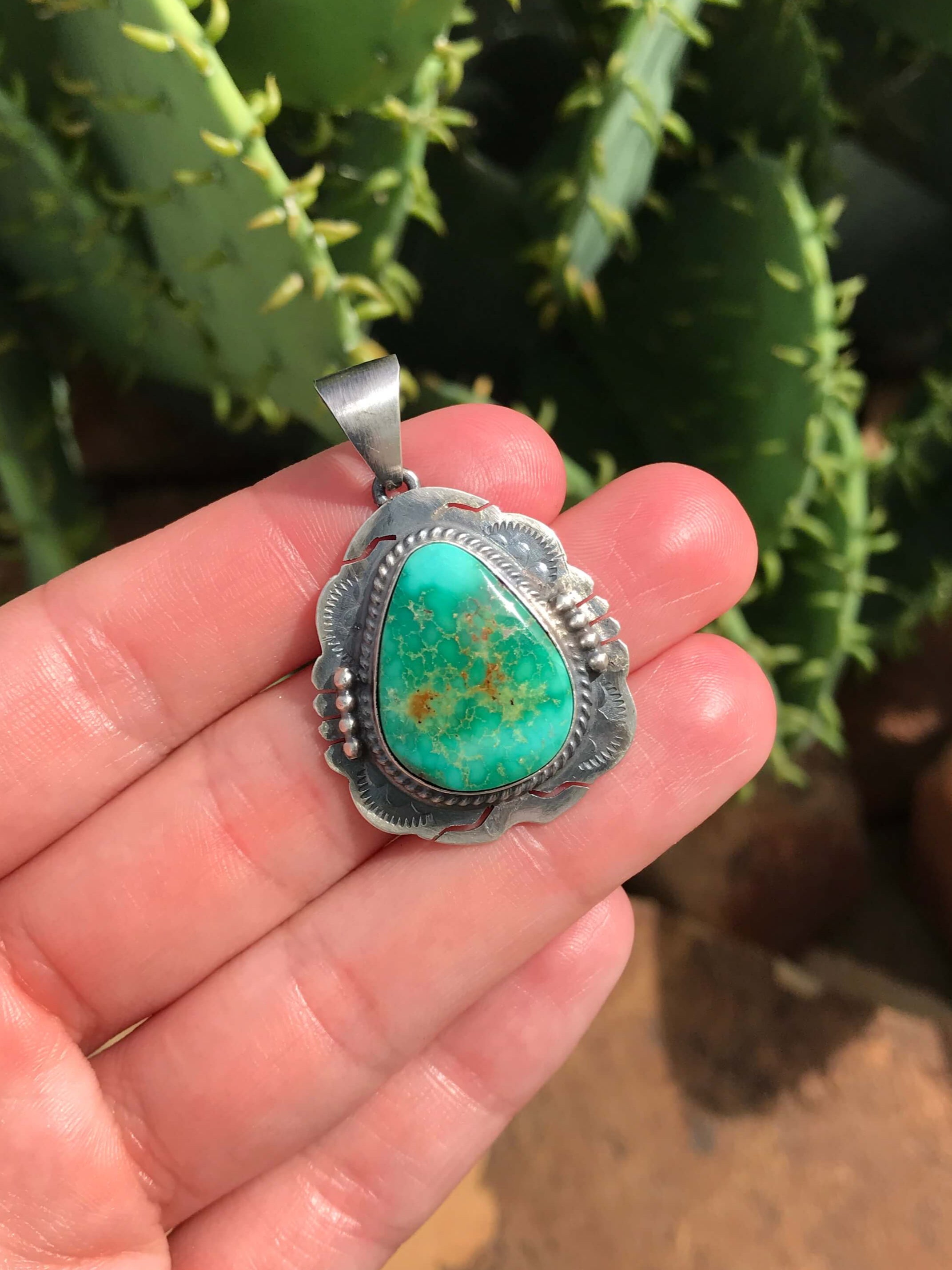 The Henley Turquoise Pendant, 2-Pendants-Calli Co., Turquoise and Silver Jewelry, Native American Handmade, Zuni Tribe, Navajo Tribe, Brock Texas