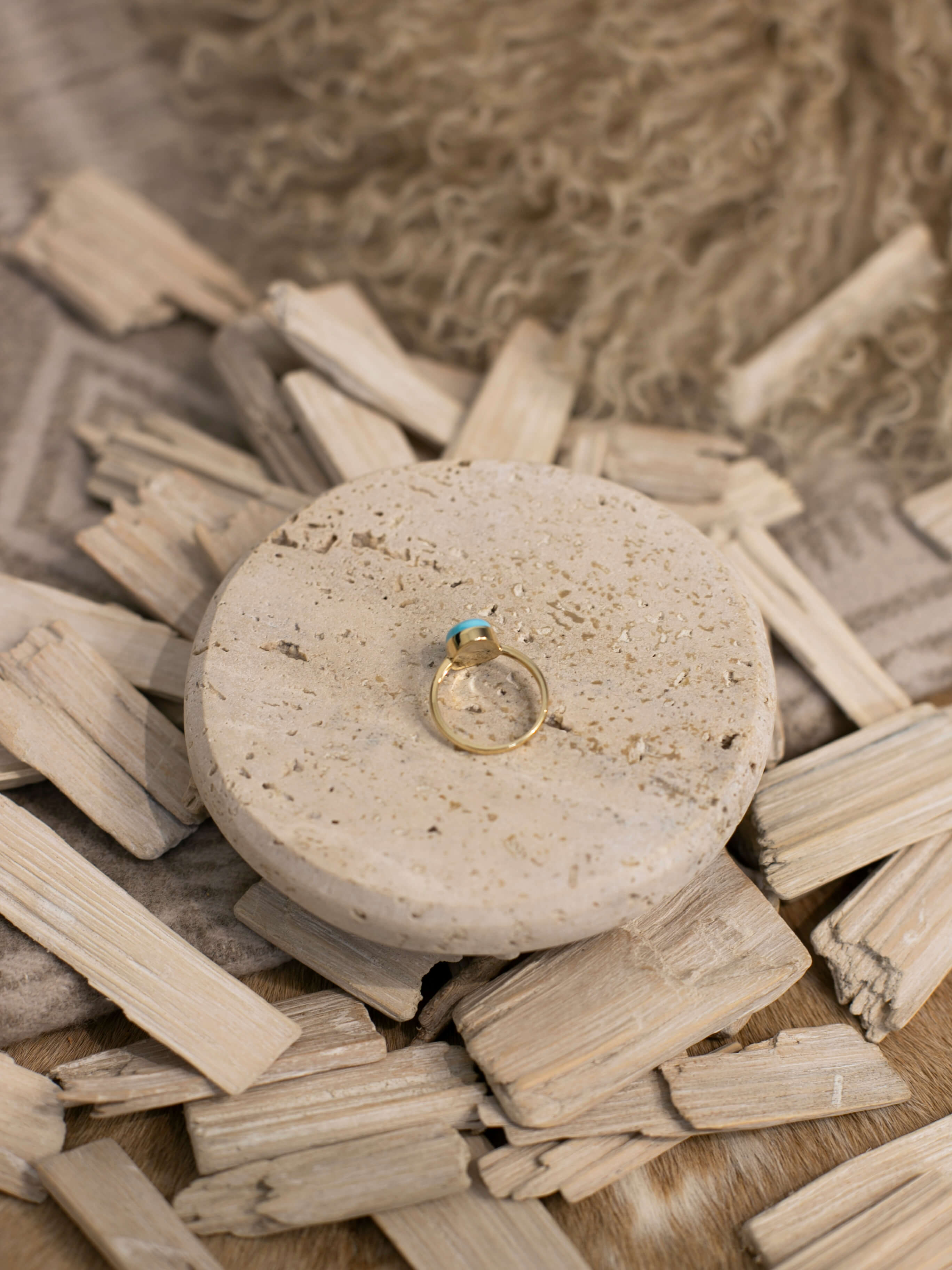 The Bordeaux 14k and Turquoise Ring 14, Sz 7-Rings-Calli Co., Turquoise and Silver Jewelry, Native American Handmade, Zuni Tribe, Navajo Tribe, Brock Texas