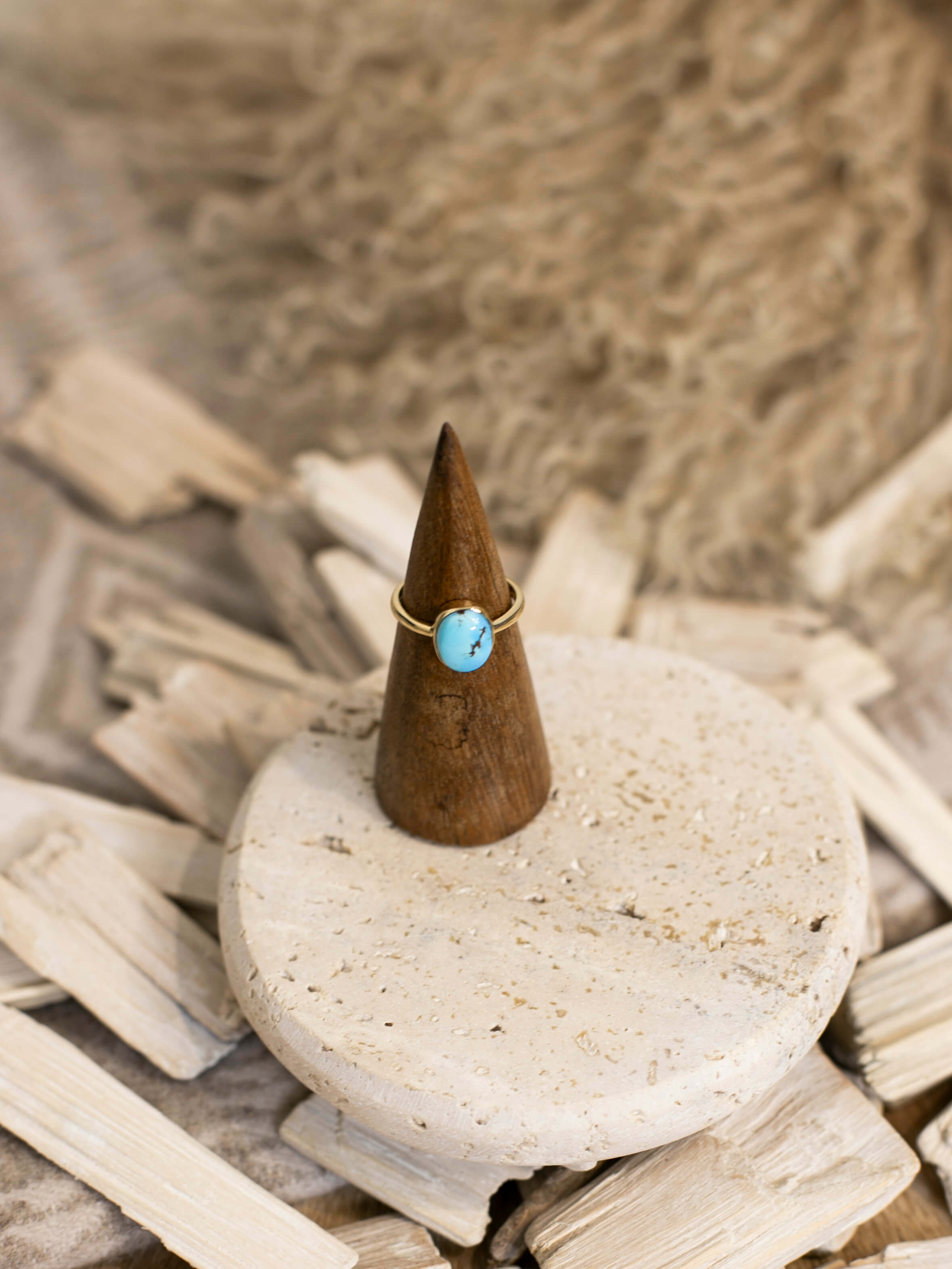 The Bordeaux 14k and Turquoise Ring 14, Sz 7-Rings-Calli Co., Turquoise and Silver Jewelry, Native American Handmade, Zuni Tribe, Navajo Tribe, Brock Texas