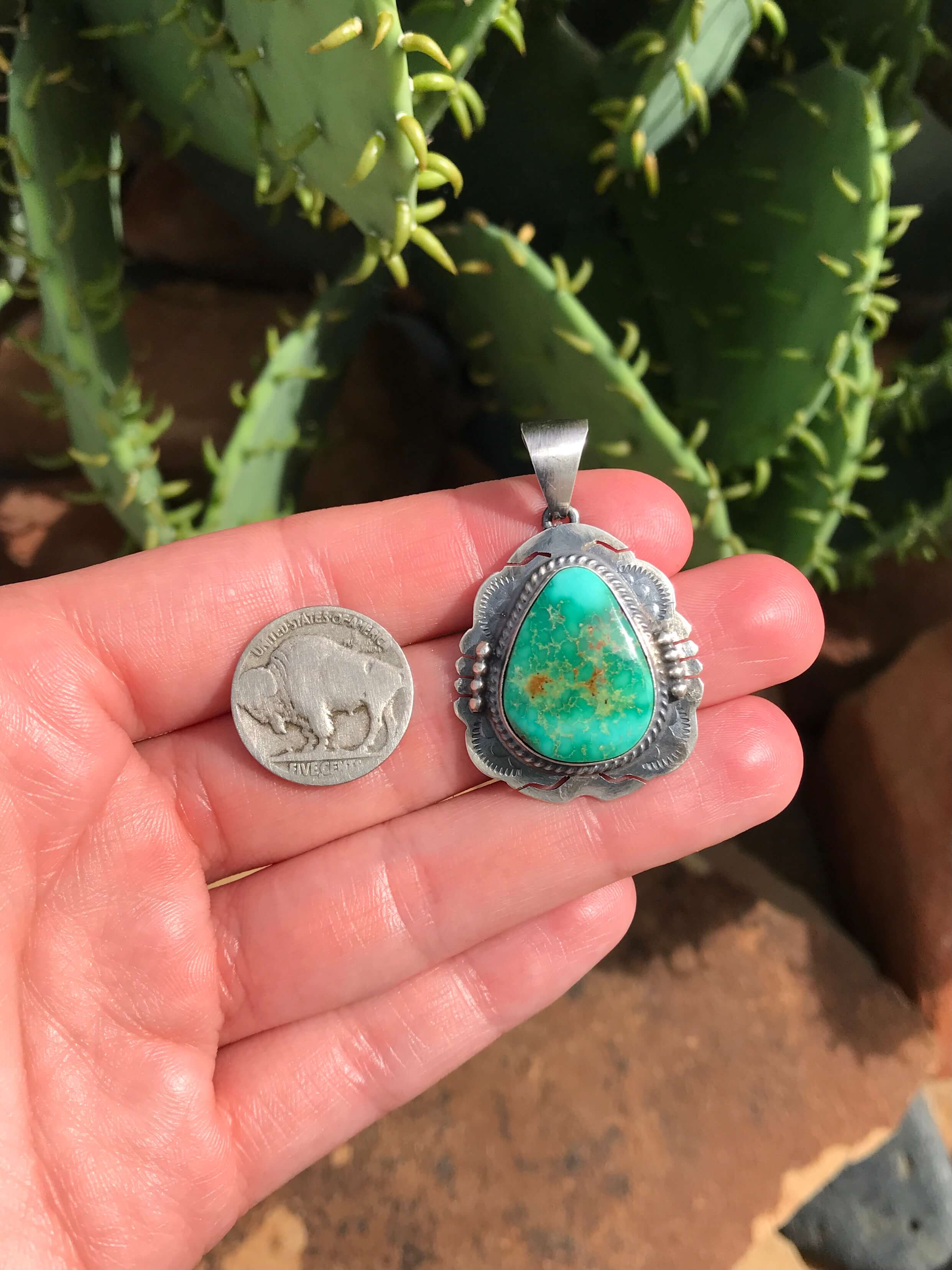 The Henley Turquoise Pendant, 2-Pendants-Calli Co., Turquoise and Silver Jewelry, Native American Handmade, Zuni Tribe, Navajo Tribe, Brock Texas