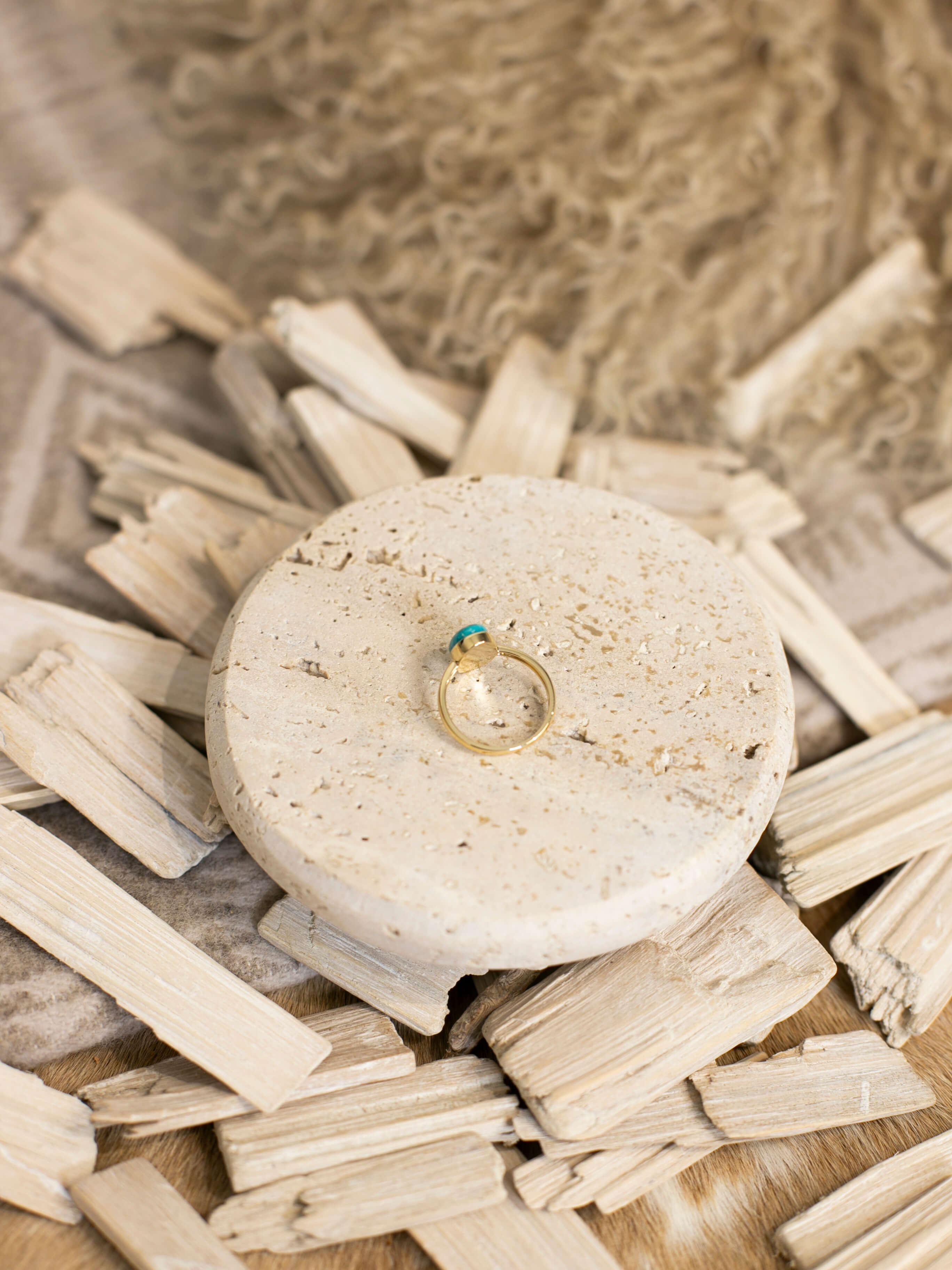 The London 14k and Turquoise Ring 1, Sz 7-Rings-Calli Co., Turquoise and Silver Jewelry, Native American Handmade, Zuni Tribe, Navajo Tribe, Brock Texas