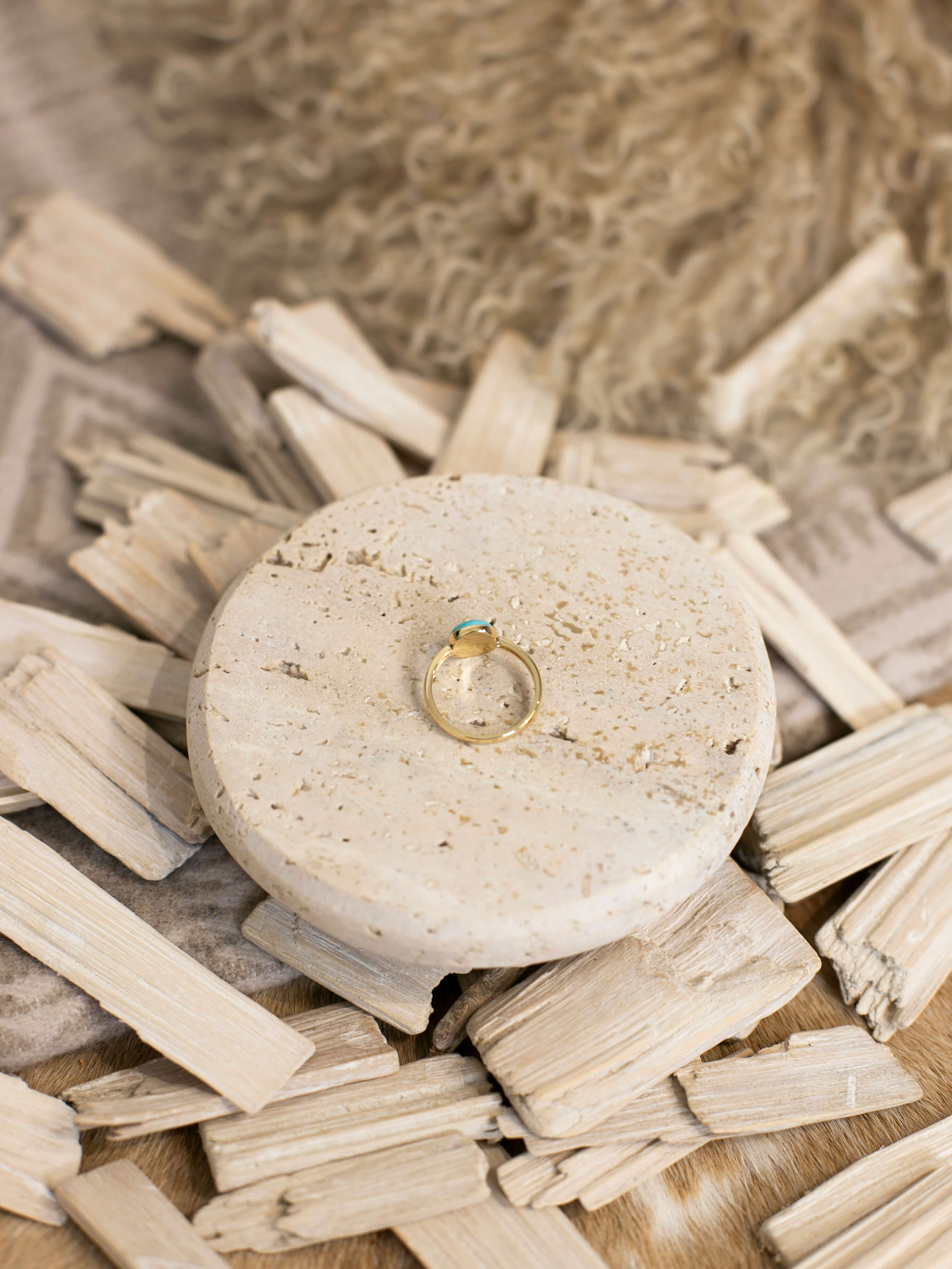 The London 14k and Turquoise Ring 2, Sz 7-Rings-Calli Co., Turquoise and Silver Jewelry, Native American Handmade, Zuni Tribe, Navajo Tribe, Brock Texas