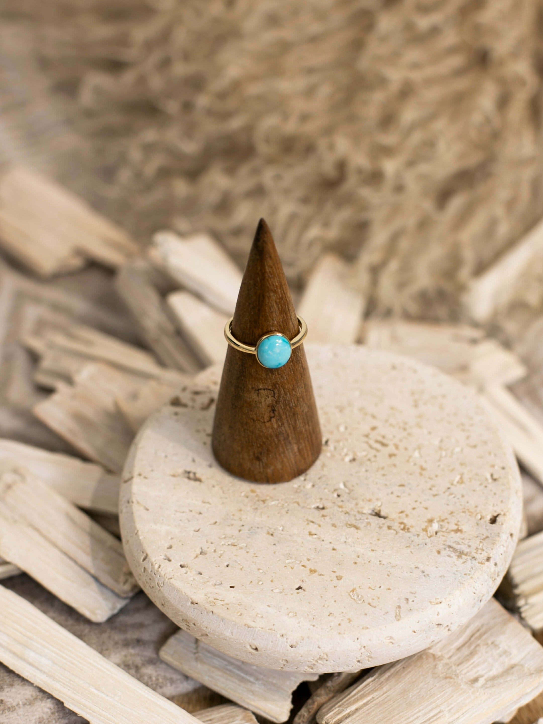 The London 14k and Turquoise Ring 2, Sz 7-Rings-Calli Co., Turquoise and Silver Jewelry, Native American Handmade, Zuni Tribe, Navajo Tribe, Brock Texas