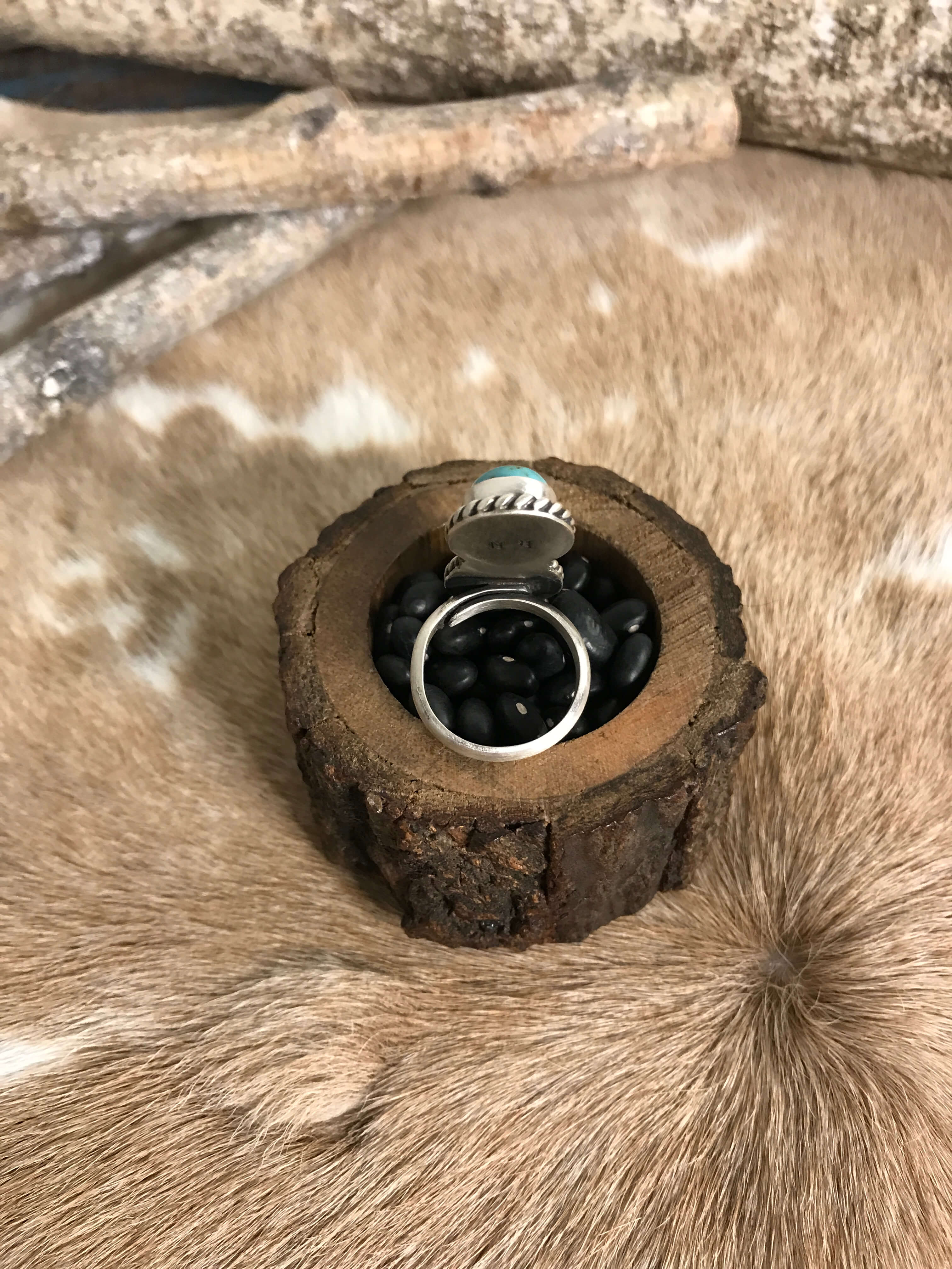 The 3 Stone Adjustable Ring, 14-Rings-Calli Co., Turquoise and Silver Jewelry, Native American Handmade, Zuni Tribe, Navajo Tribe, Brock Texas