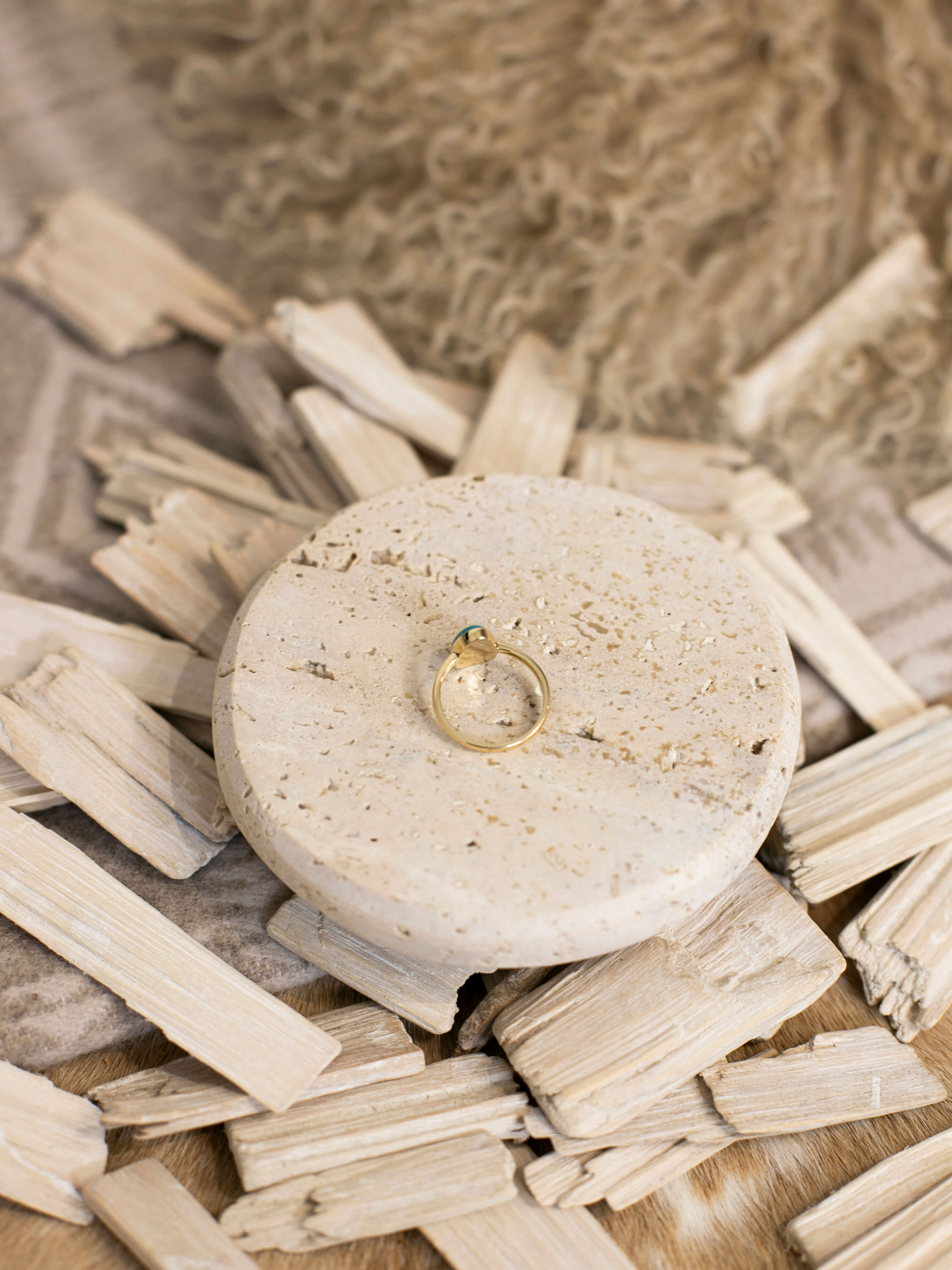 The London 14k and Turquoise Ring 3, Sz 7-Rings-Calli Co., Turquoise and Silver Jewelry, Native American Handmade, Zuni Tribe, Navajo Tribe, Brock Texas