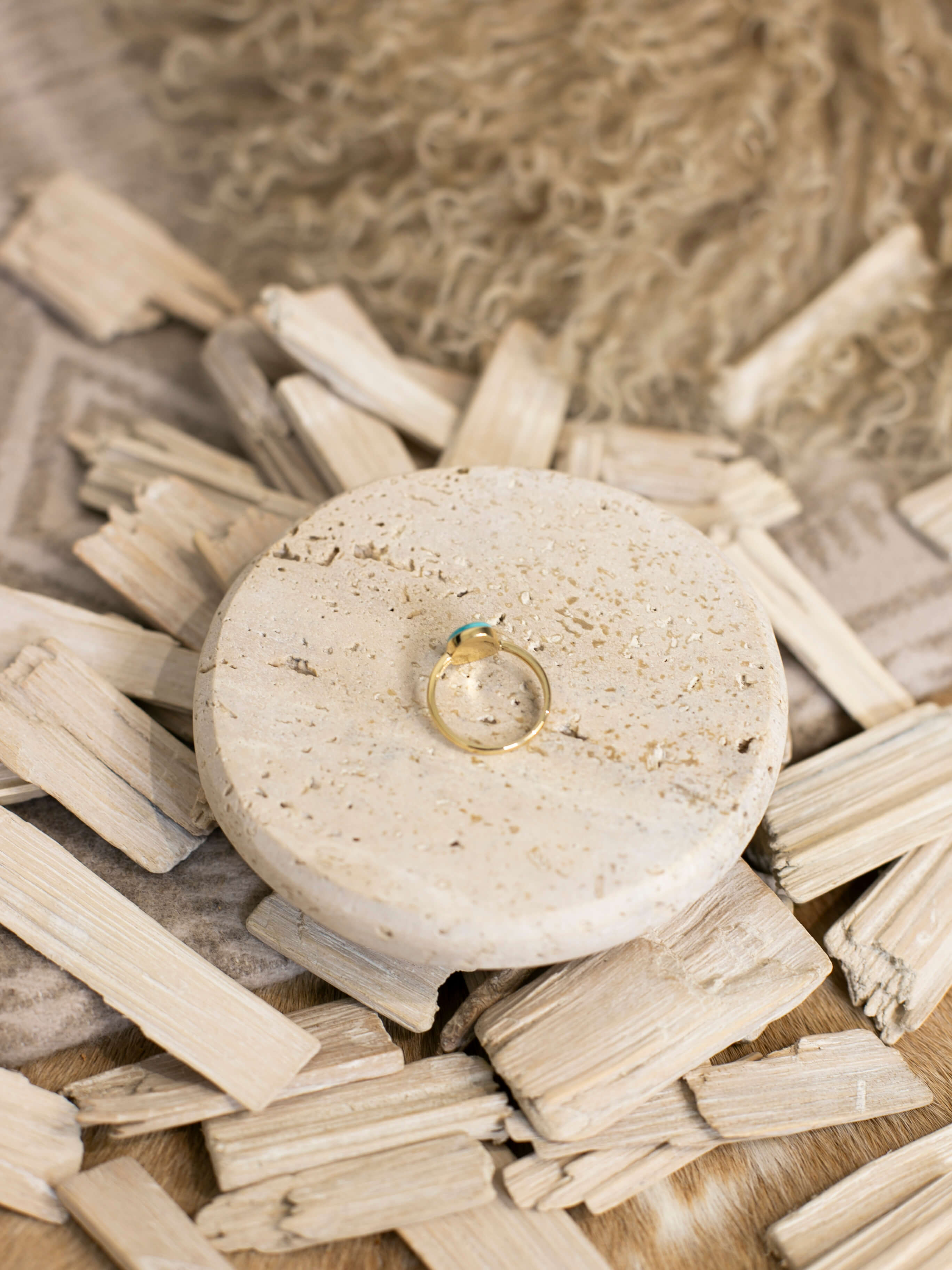 The London 14k and Turquoise Ring 5, Sz 8-Rings-Calli Co., Turquoise and Silver Jewelry, Native American Handmade, Zuni Tribe, Navajo Tribe, Brock Texas