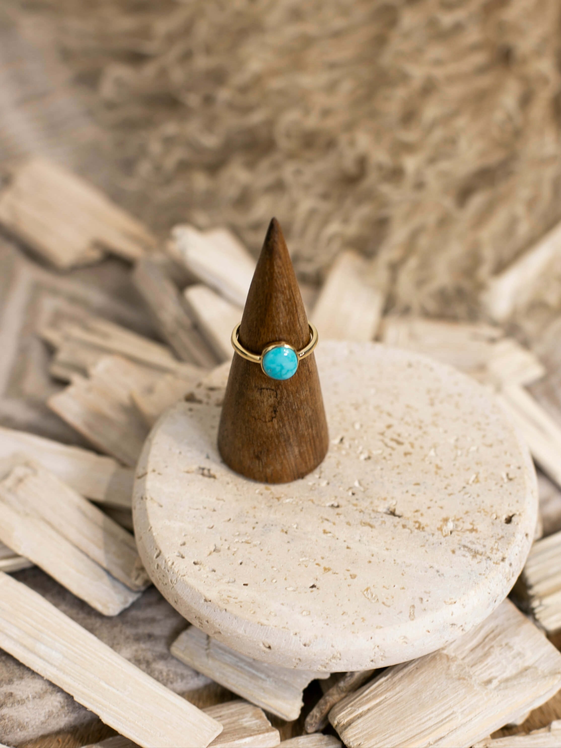 The London 14k and Turquoise Ring 5, Sz 8-Rings-Calli Co., Turquoise and Silver Jewelry, Native American Handmade, Zuni Tribe, Navajo Tribe, Brock Texas