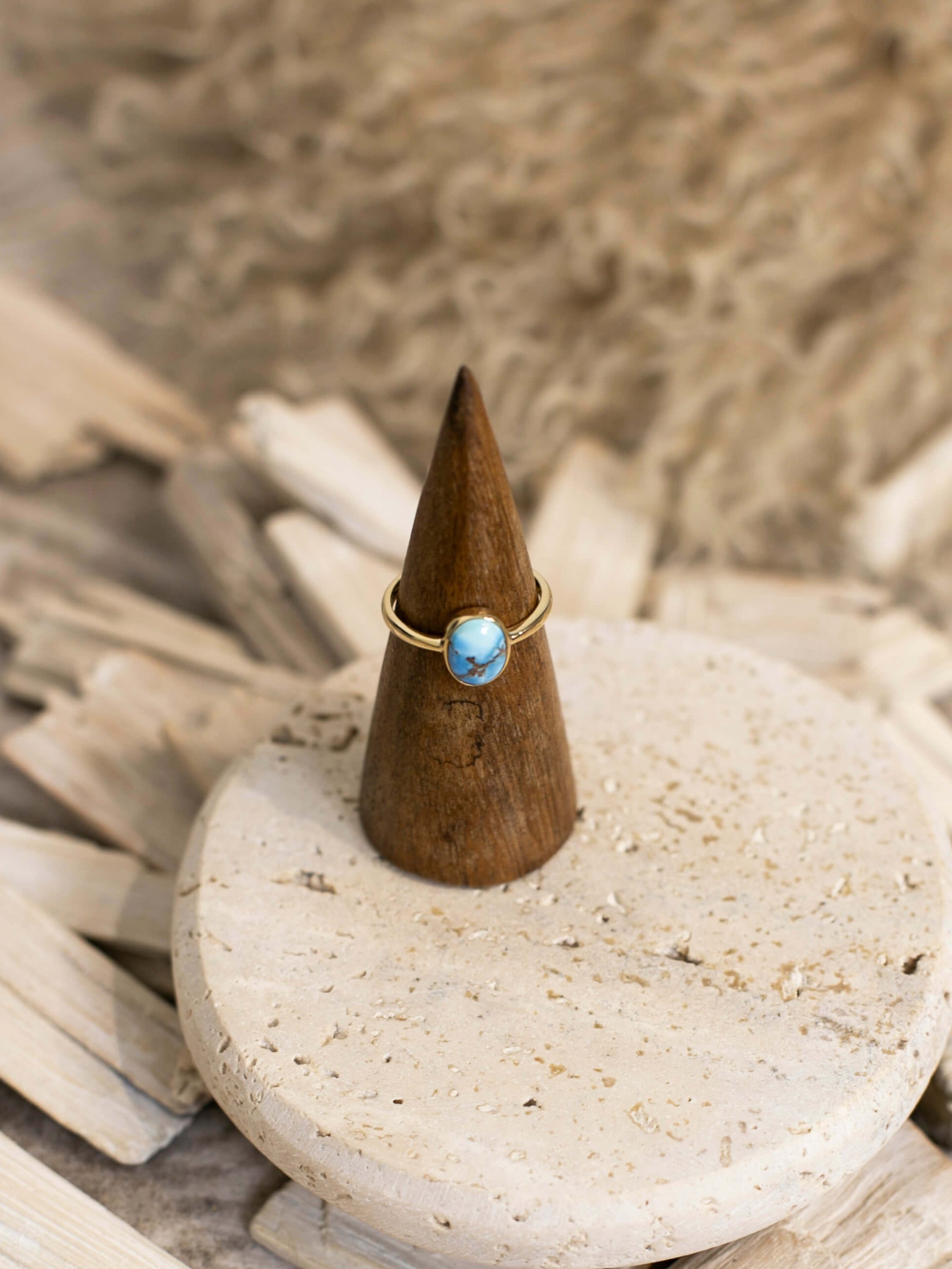 The London 14k and Turquoise Ring 6, Sz 8-Rings-Calli Co., Turquoise and Silver Jewelry, Native American Handmade, Zuni Tribe, Navajo Tribe, Brock Texas