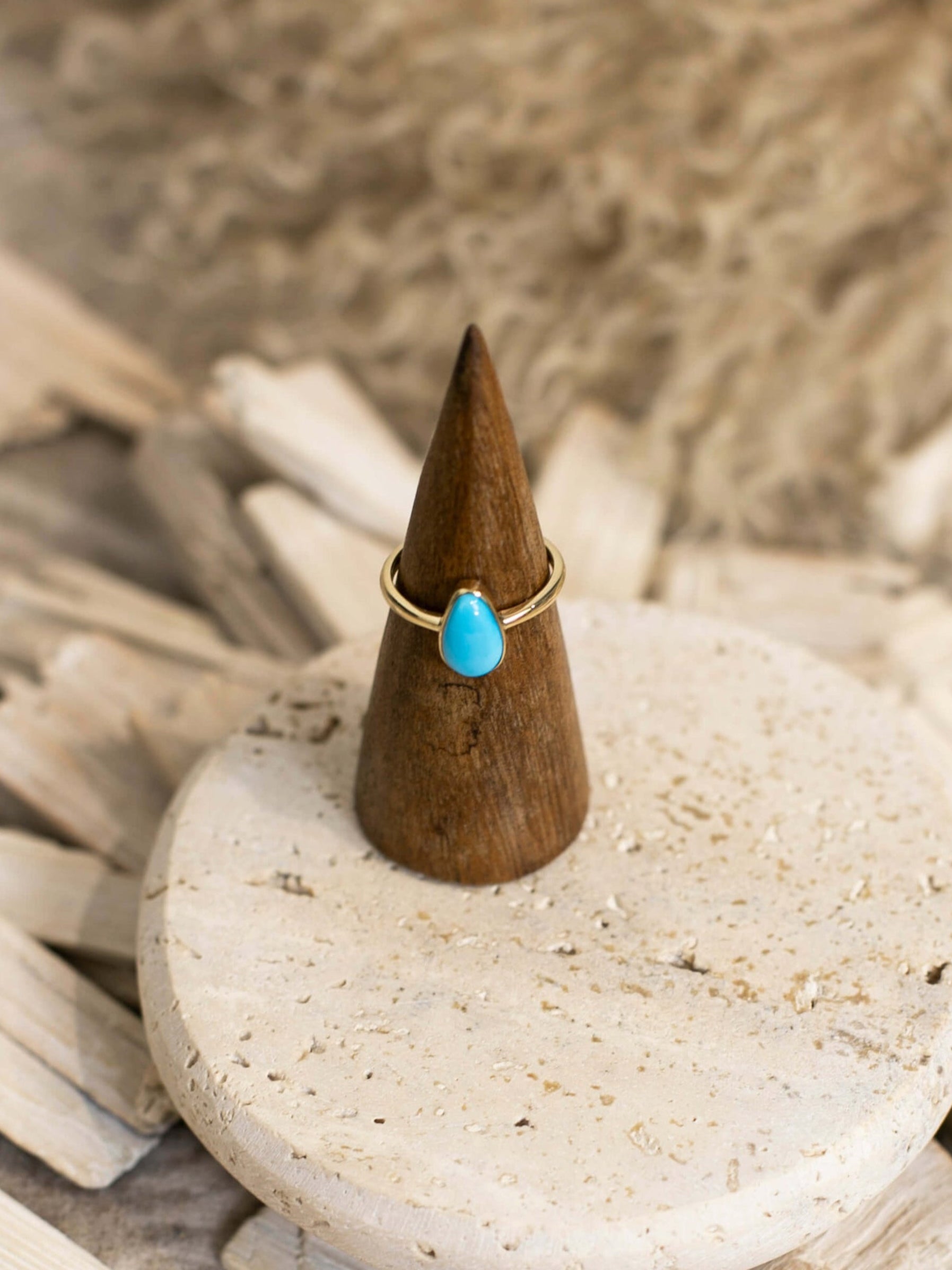 The London 14k and Turquoise Ring 7, Sz 8-Rings-Calli Co., Turquoise and Silver Jewelry, Native American Handmade, Zuni Tribe, Navajo Tribe, Brock Texas