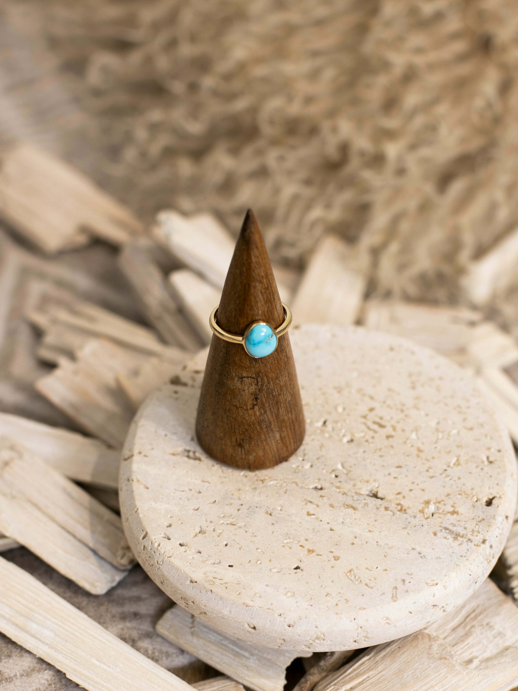 The London 14k and Turquoise Ring 8, Sz 7-Rings-Calli Co., Turquoise and Silver Jewelry, Native American Handmade, Zuni Tribe, Navajo Tribe, Brock Texas