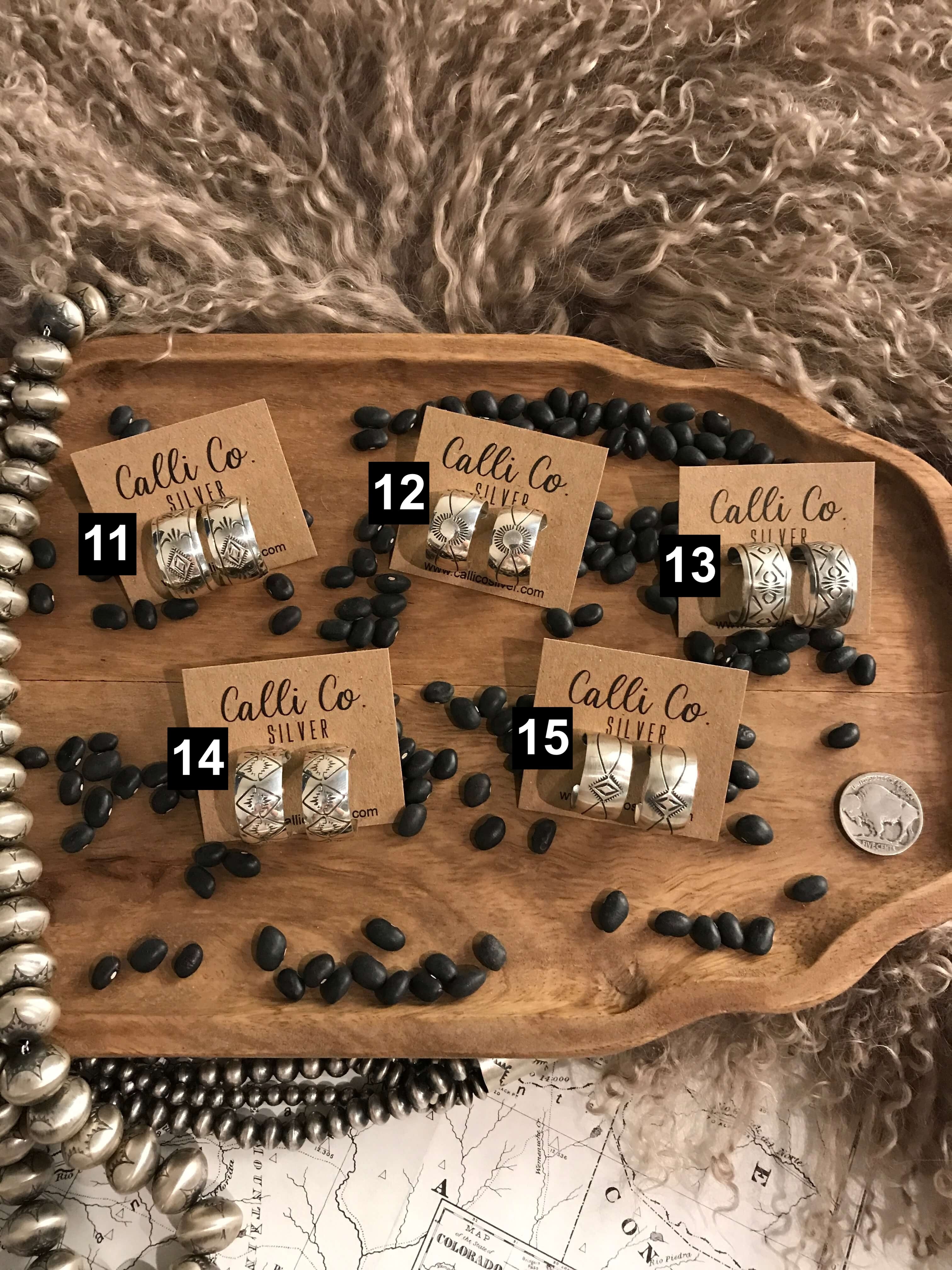 The Stamped Hoops-Earrings-Calli Co., Turquoise and Silver Jewelry, Native American Handmade, Zuni Tribe, Navajo Tribe, Brock Texas