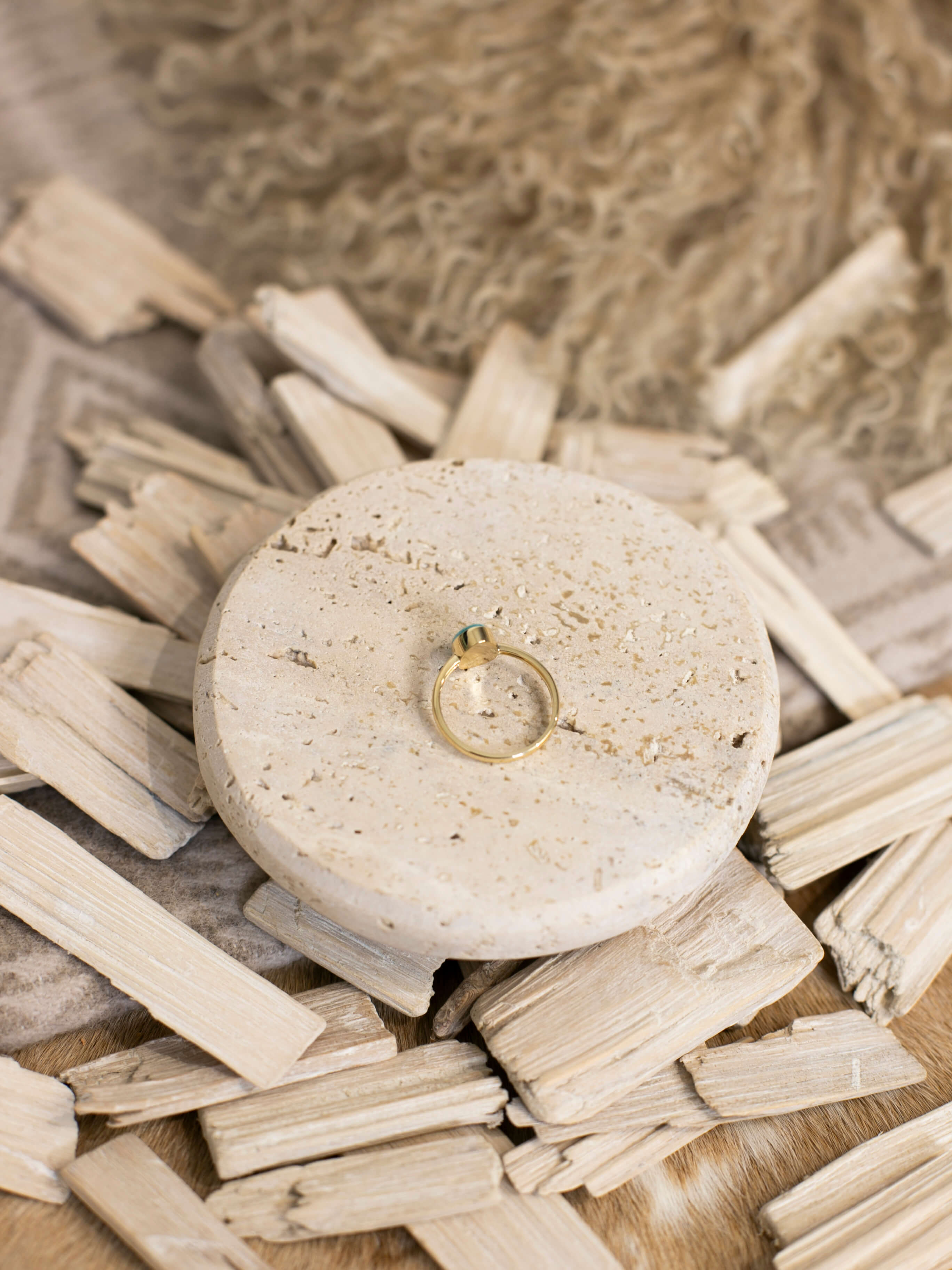 The London 14k and Turquoise Ring 9, Sz 9-Rings-Calli Co., Turquoise and Silver Jewelry, Native American Handmade, Zuni Tribe, Navajo Tribe, Brock Texas