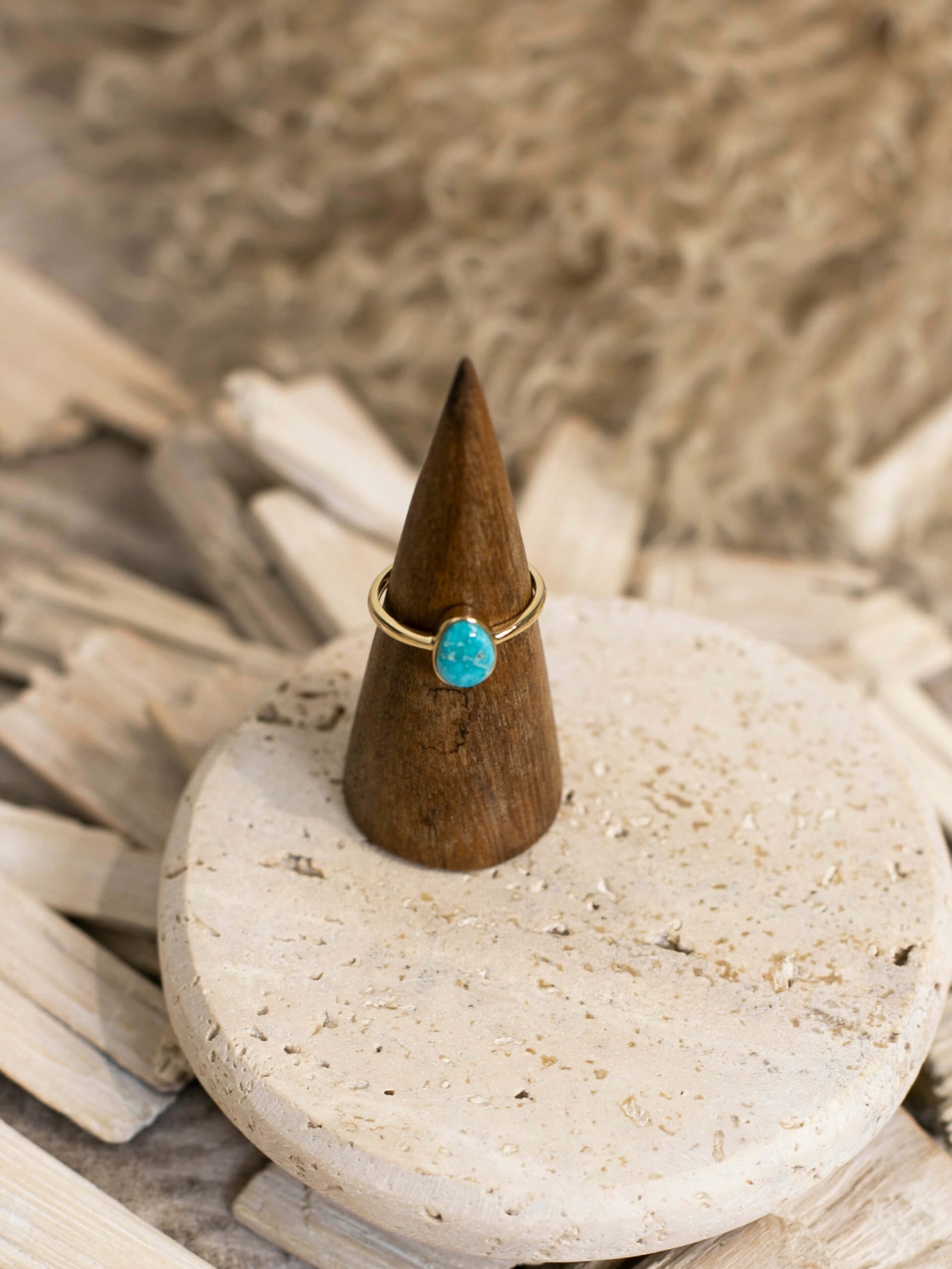 The London 14k and Turquoise Ring 9, Sz 9-Rings-Calli Co., Turquoise and Silver Jewelry, Native American Handmade, Zuni Tribe, Navajo Tribe, Brock Texas