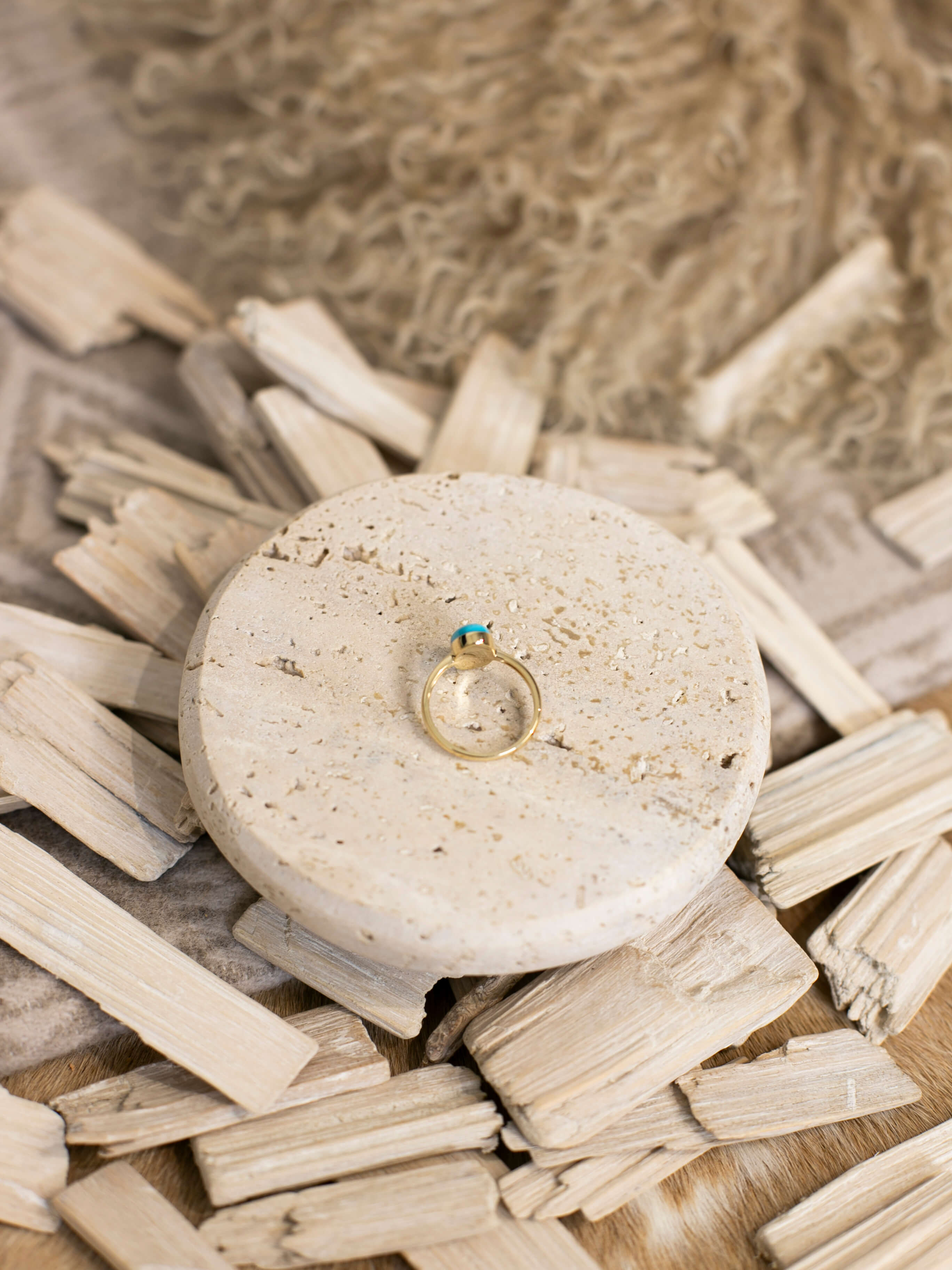 The London 14k and Turquoise Ring 11, Sz 7-Rings-Calli Co., Turquoise and Silver Jewelry, Native American Handmade, Zuni Tribe, Navajo Tribe, Brock Texas