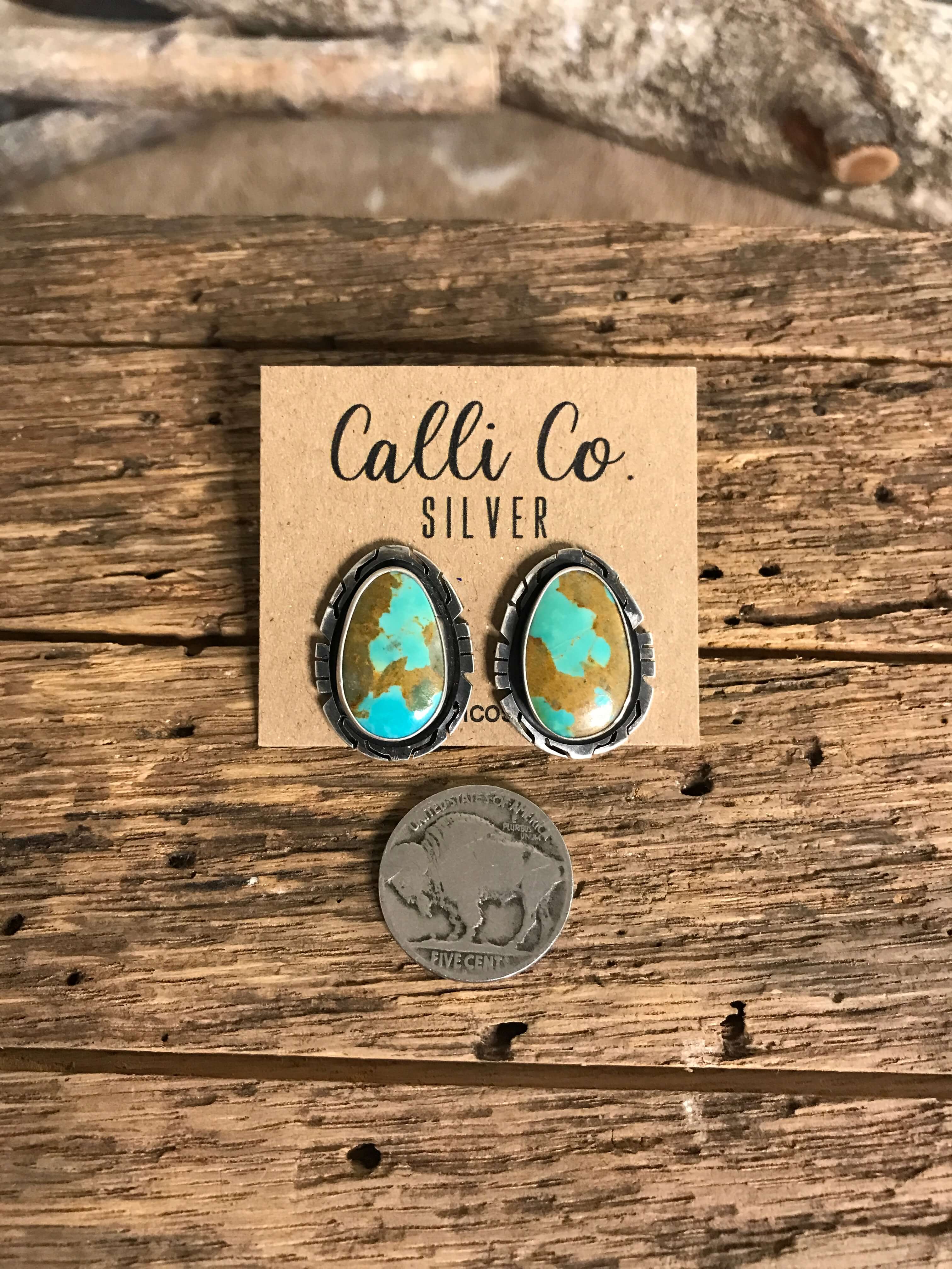 The Turquoise Studs, 42-Earrings-Calli Co., Turquoise and Silver Jewelry, Native American Handmade, Zuni Tribe, Navajo Tribe, Brock Texas