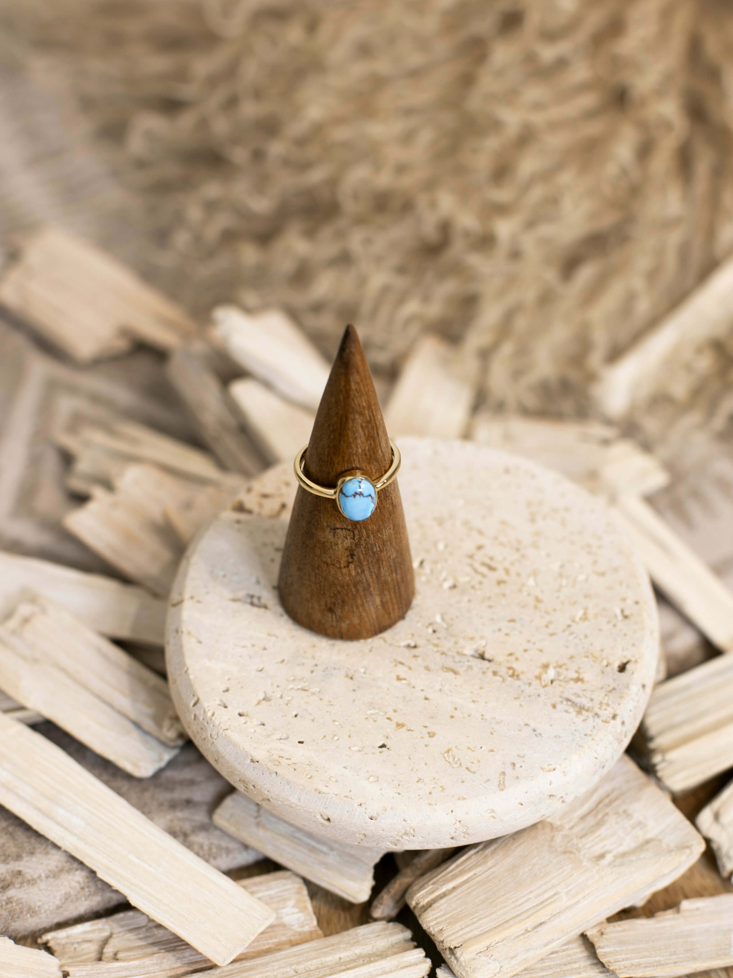 The Paris 14k and Turquoise Ring 3, Sz 8-Rings-Calli Co., Turquoise and Silver Jewelry, Native American Handmade, Zuni Tribe, Navajo Tribe, Brock Texas