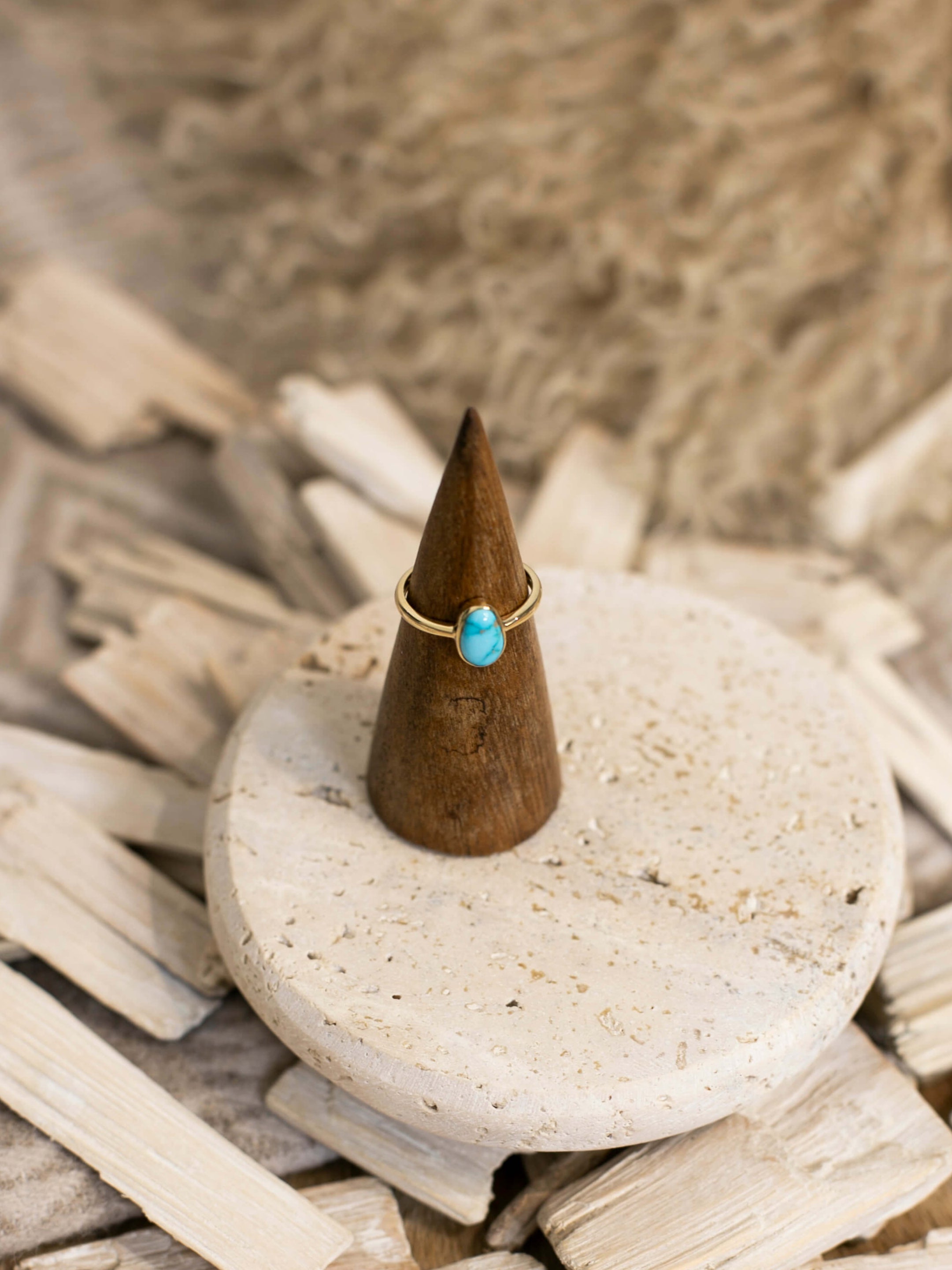 The Paris 14k and Turquoise Ring 5, Sz 7-Rings-Calli Co., Turquoise and Silver Jewelry, Native American Handmade, Zuni Tribe, Navajo Tribe, Brock Texas