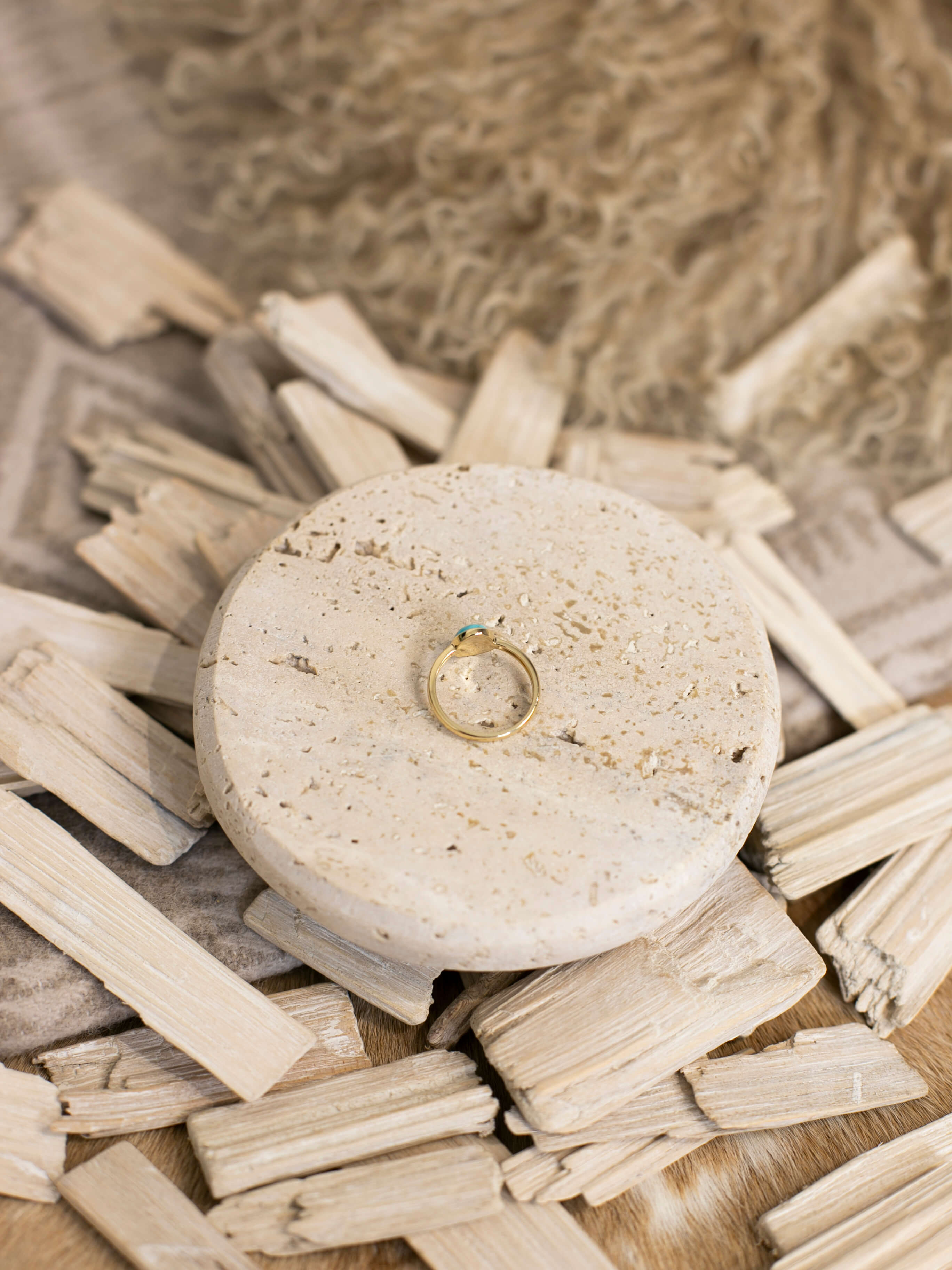 The Paris 14k and Turquoise Ring 6, Sz 6-Rings-Calli Co., Turquoise and Silver Jewelry, Native American Handmade, Zuni Tribe, Navajo Tribe, Brock Texas