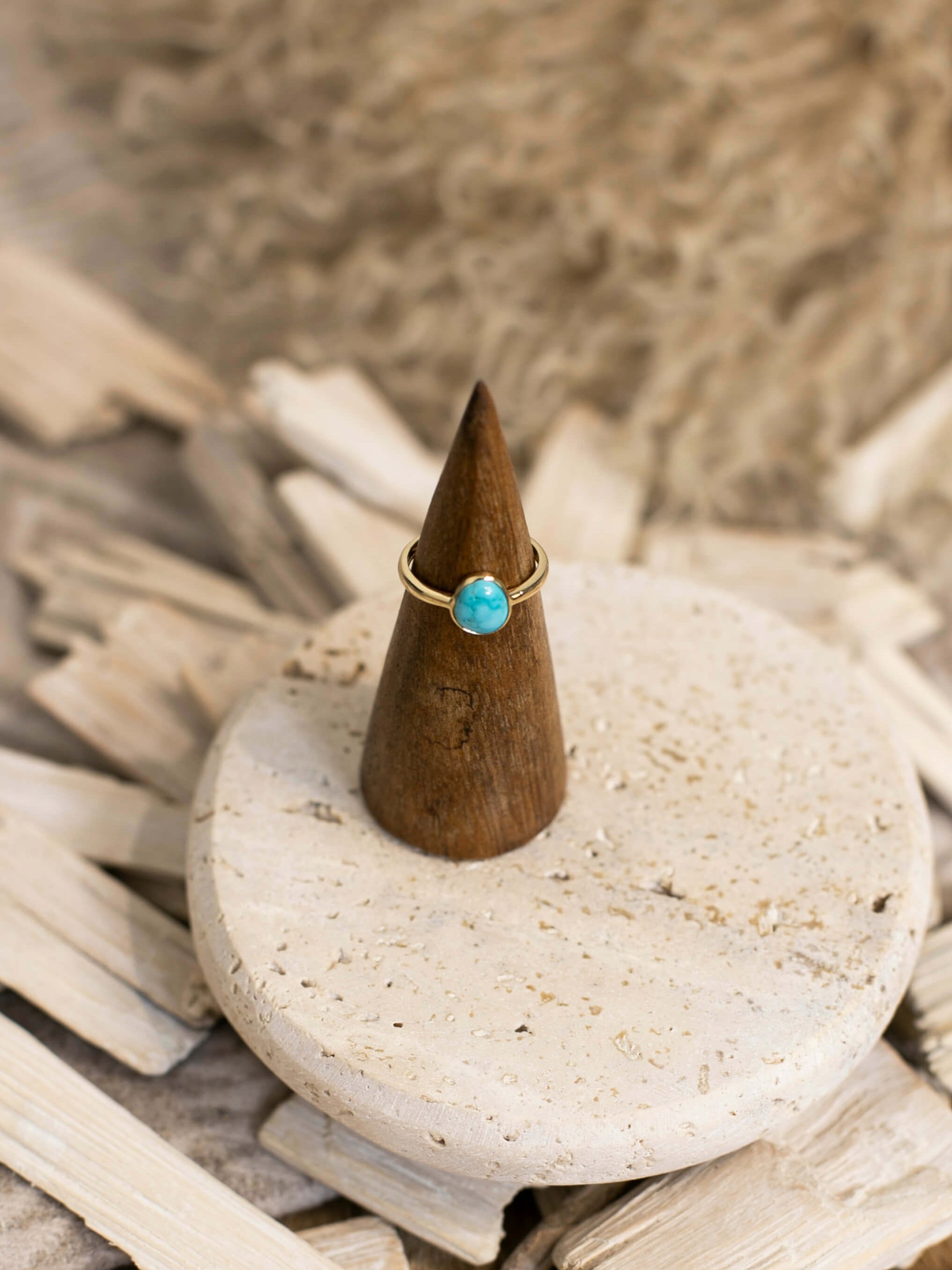 The Paris 14k and Turquoise Ring 6, Sz 6-Rings-Calli Co., Turquoise and Silver Jewelry, Native American Handmade, Zuni Tribe, Navajo Tribe, Brock Texas