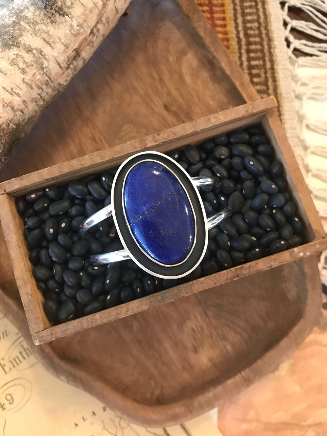 The Walker Lapis Cuff, 5-Bracelets & Cuffs-Calli Co., Turquoise and Silver Jewelry, Native American Handmade, Zuni Tribe, Navajo Tribe, Brock Texas