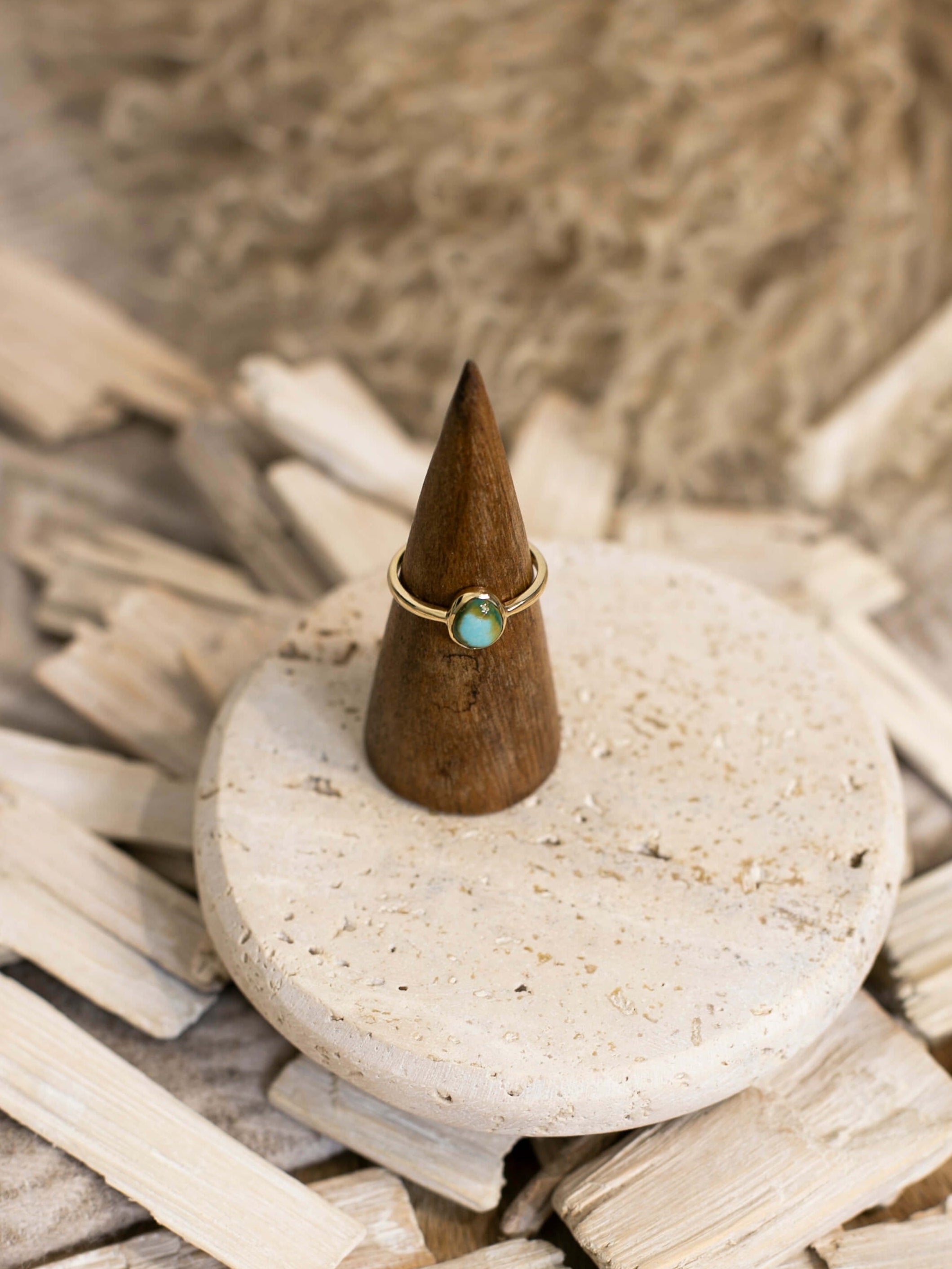 The Paris 14k and Turquoise Ring 8, Sz 9-Rings-Calli Co., Turquoise and Silver Jewelry, Native American Handmade, Zuni Tribe, Navajo Tribe, Brock Texas