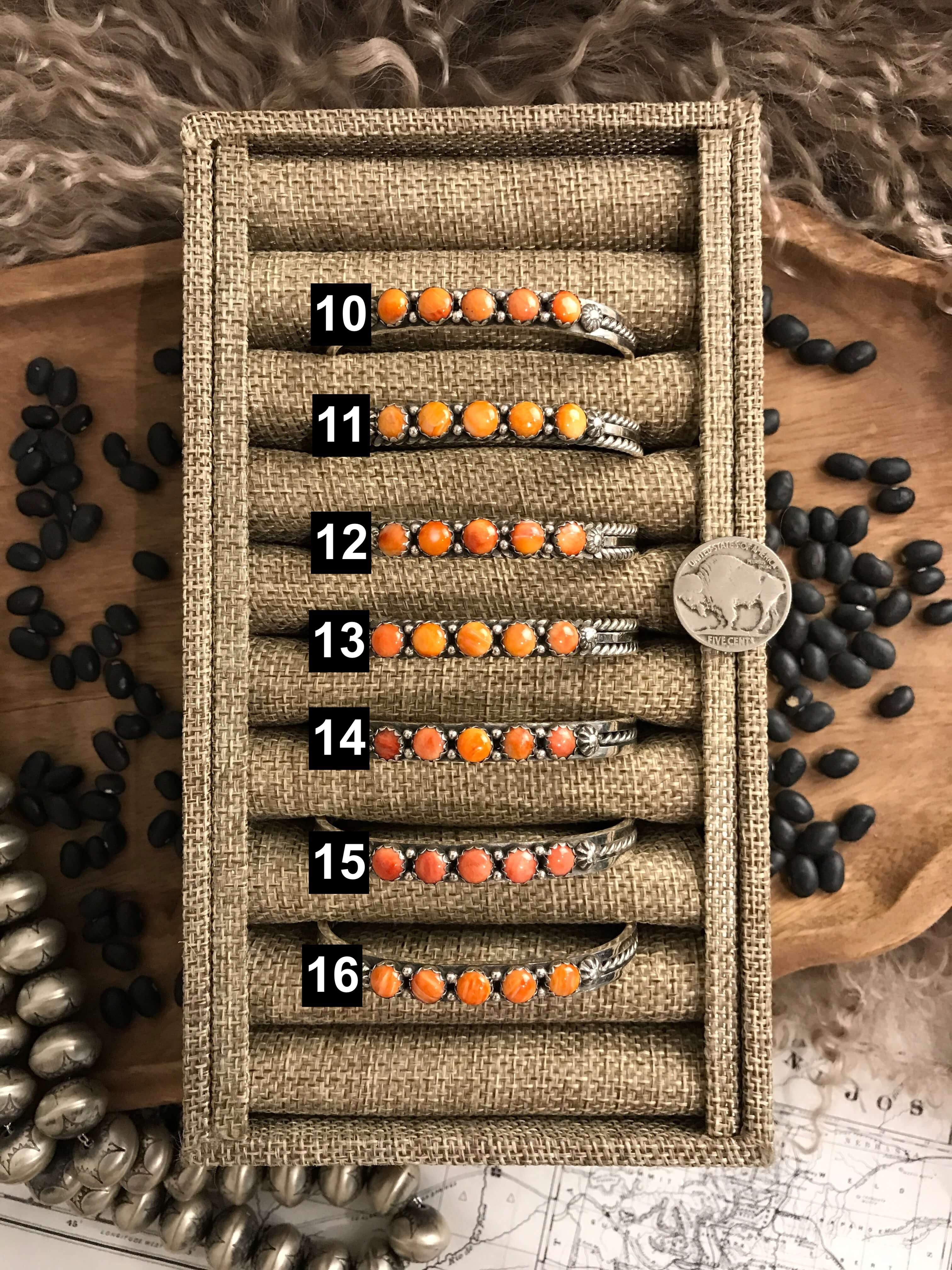 The San Miguel 5 Stone Spiny Cuffs-Bracelets & Cuffs-Calli Co., Turquoise and Silver Jewelry, Native American Handmade, Zuni Tribe, Navajo Tribe, Brock Texas