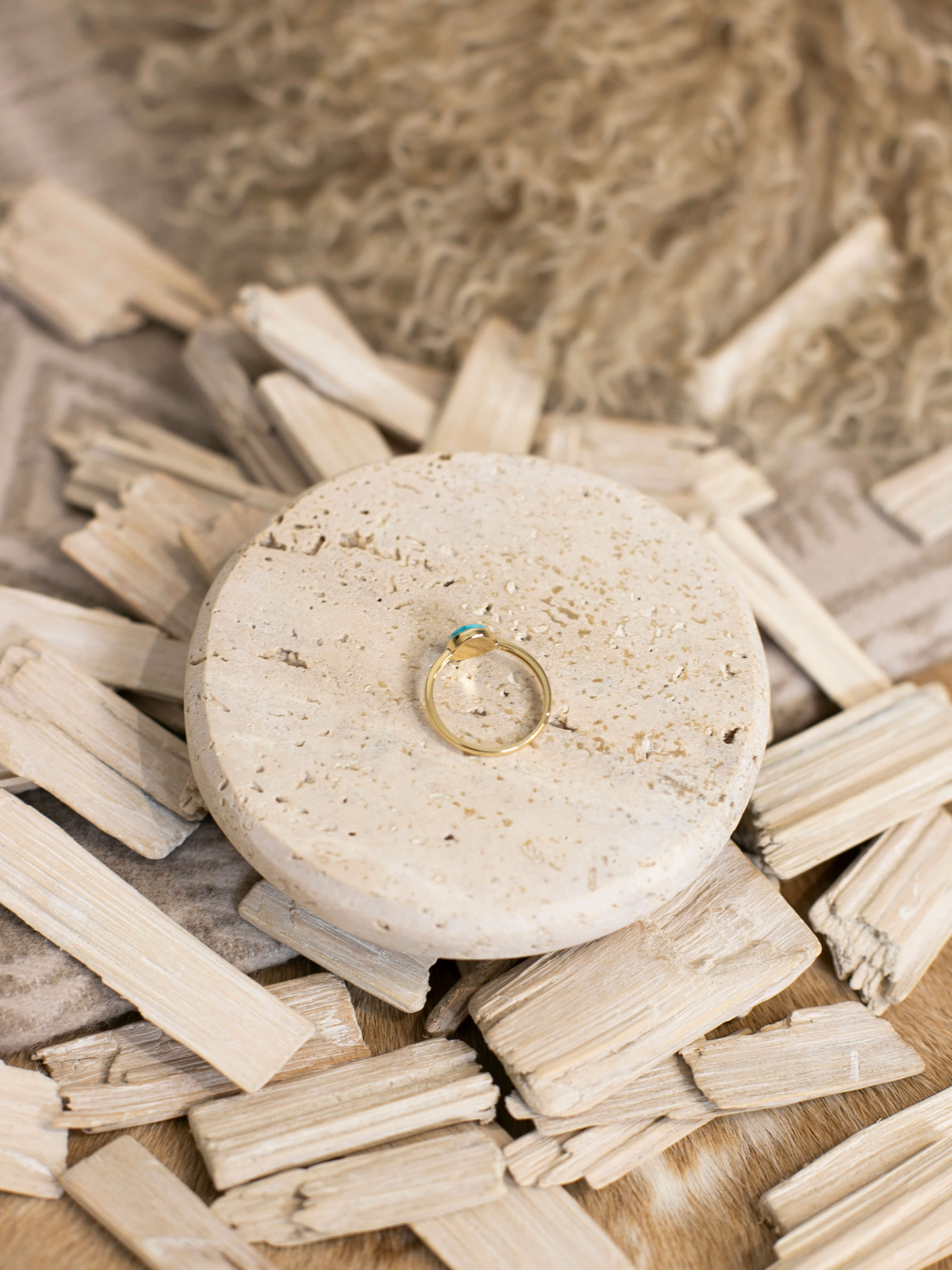 The Paris 14k and Turquoise Ring 9, Sz 9-Rings-Calli Co., Turquoise and Silver Jewelry, Native American Handmade, Zuni Tribe, Navajo Tribe, Brock Texas