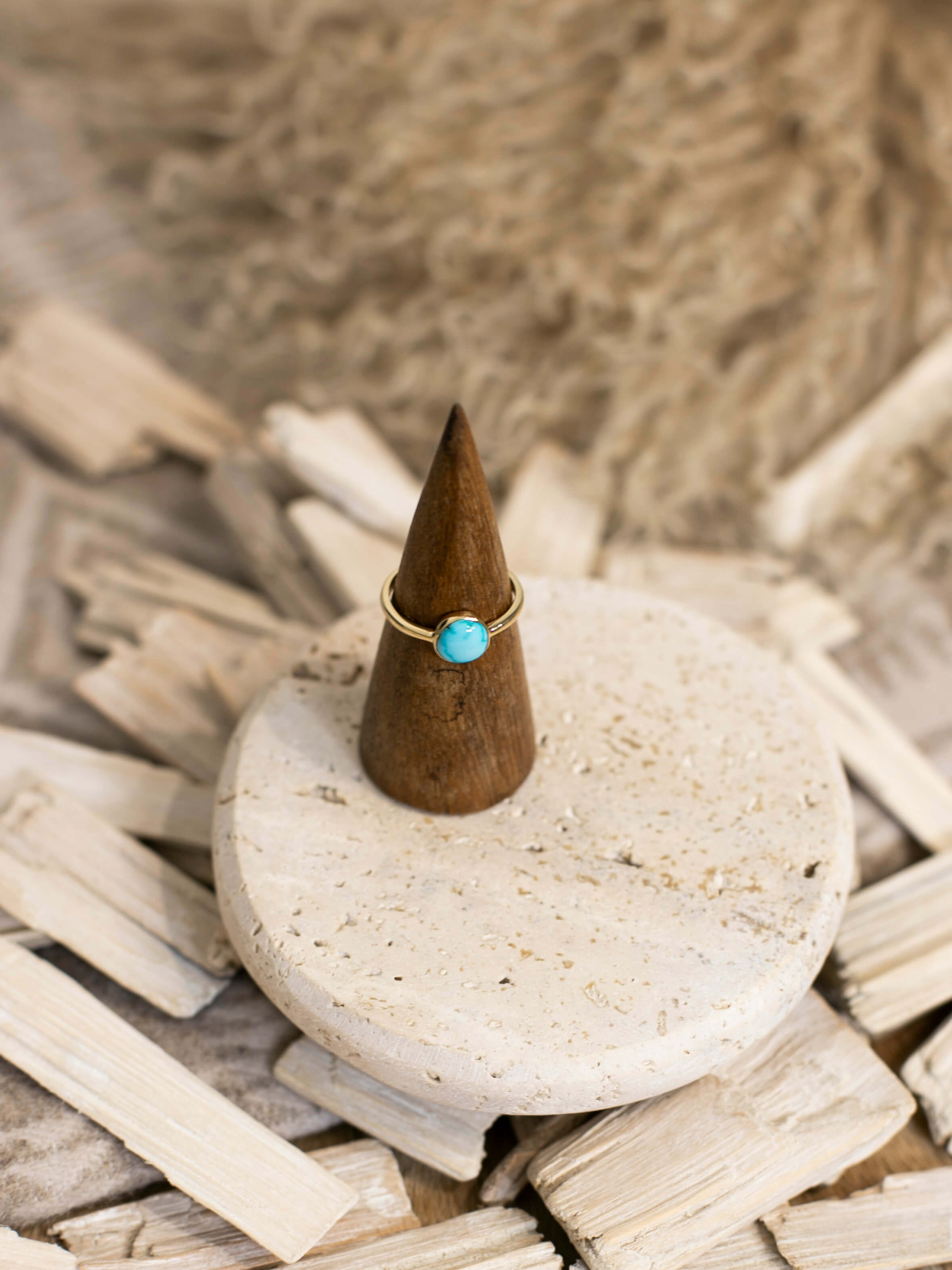 The Paris 14k and Turquoise Ring 9, Sz 9-Rings-Calli Co., Turquoise and Silver Jewelry, Native American Handmade, Zuni Tribe, Navajo Tribe, Brock Texas