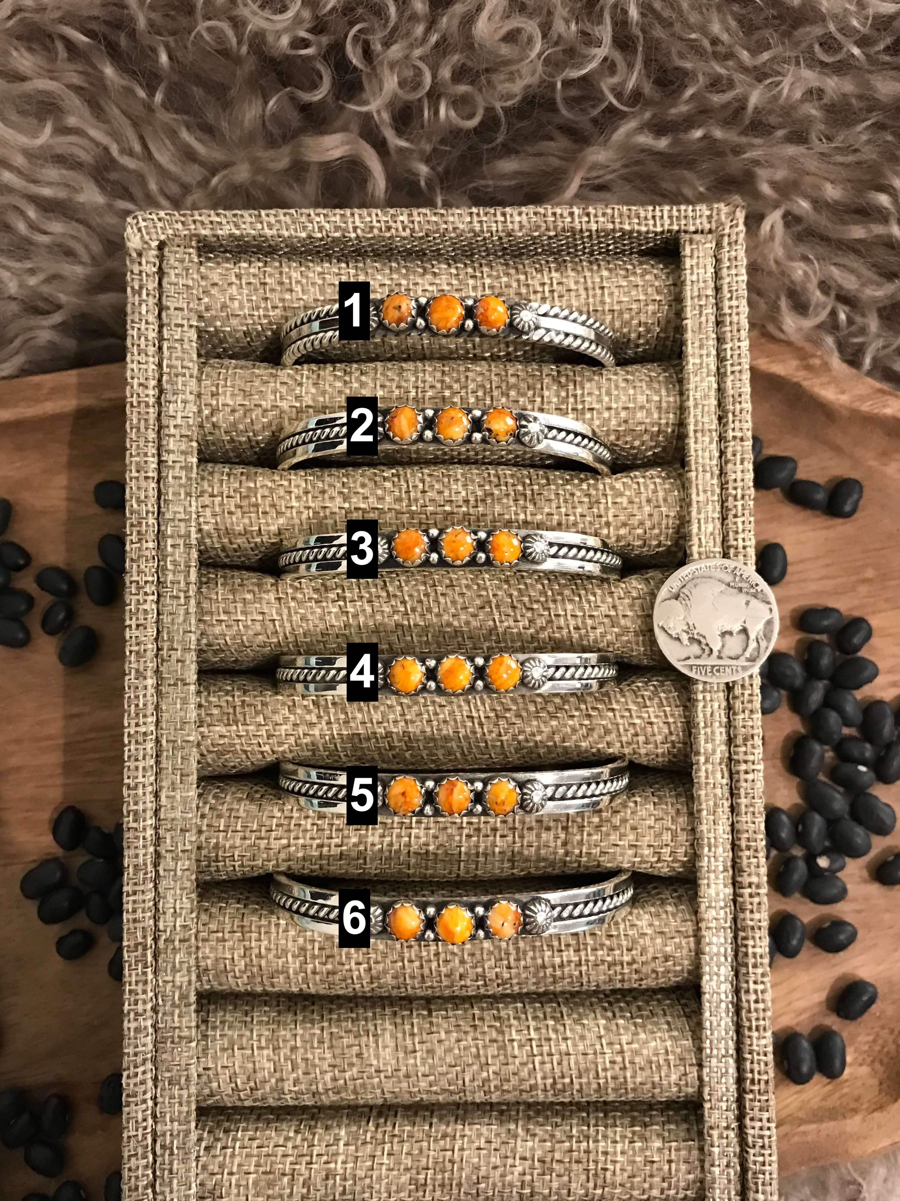 The Dandy 3 Stone Cuffs in Spiny-Bracelets & Cuffs-Calli Co., Turquoise and Silver Jewelry, Native American Handmade, Zuni Tribe, Navajo Tribe, Brock Texas