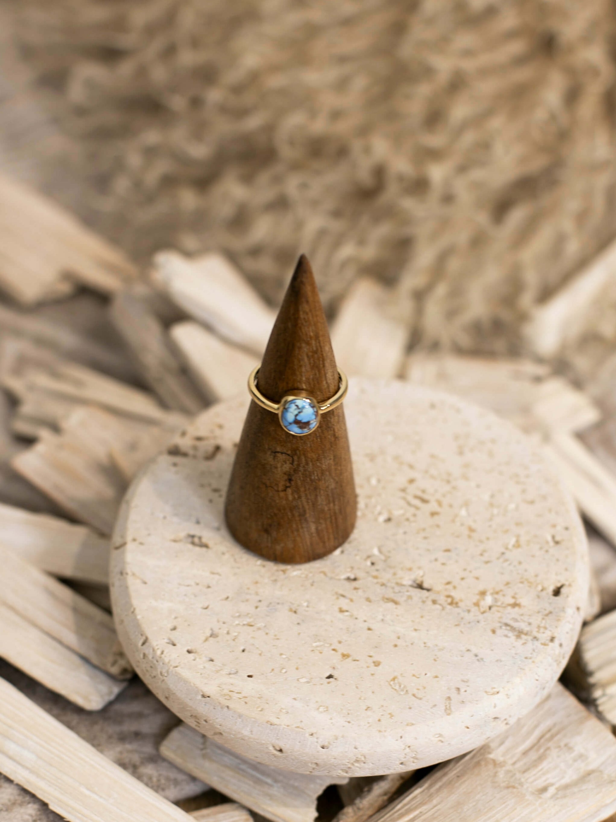 The Paris 14k and Turquoise Ring 14, Sz 7-Rings-Calli Co., Turquoise and Silver Jewelry, Native American Handmade, Zuni Tribe, Navajo Tribe, Brock Texas