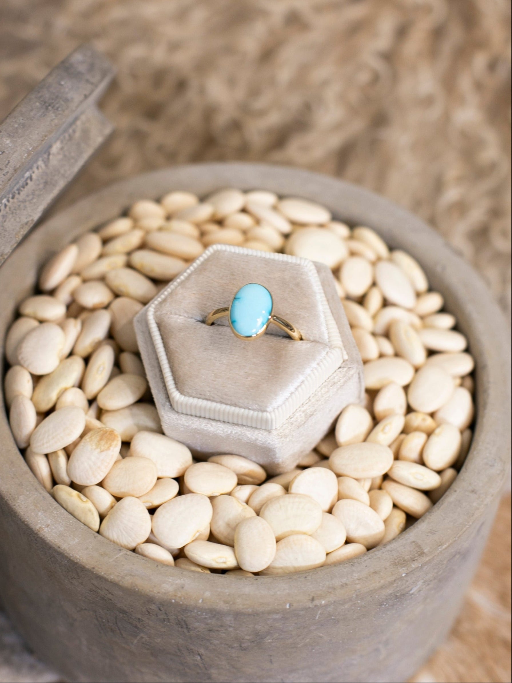 The Bordeaux 14k and Turquoise Ring 3, Sz 8-Rings-Calli Co., Turquoise and Silver Jewelry, Native American Handmade, Zuni Tribe, Navajo Tribe, Brock Texas